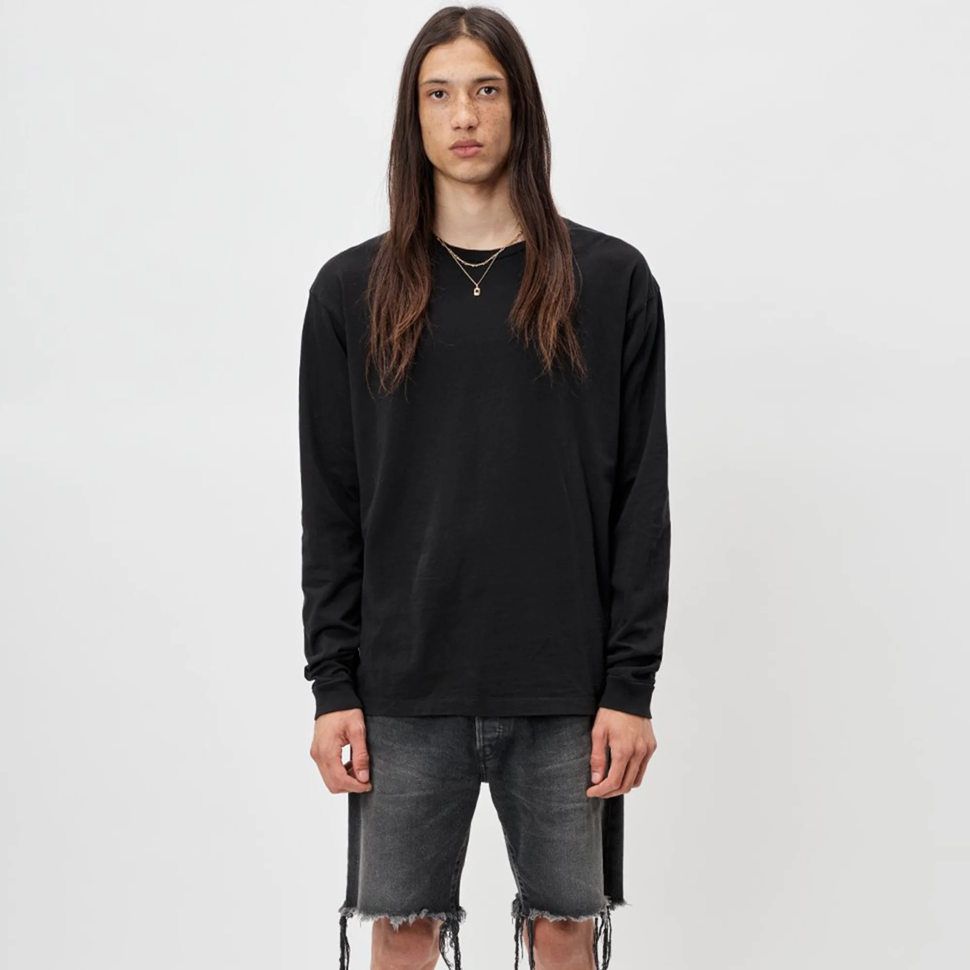 John Elliot Mens Long Sleeve University Tee 'Black' - Image 2