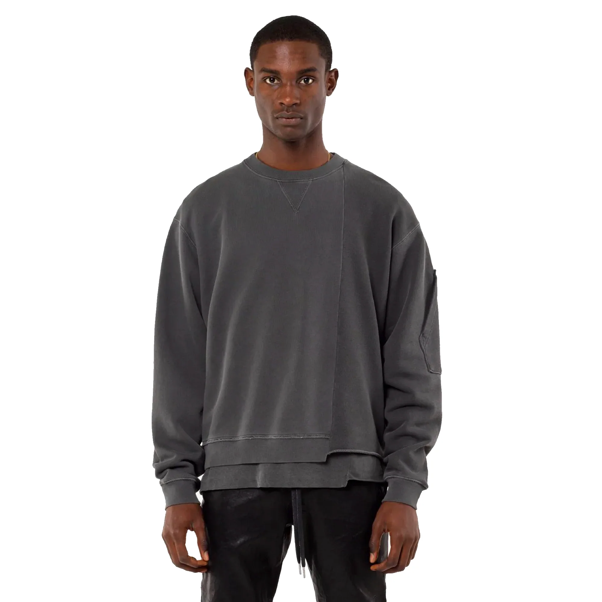 John Elliot Mens Reconstructed Vintage Crew 'Washed Black' - Image 2
