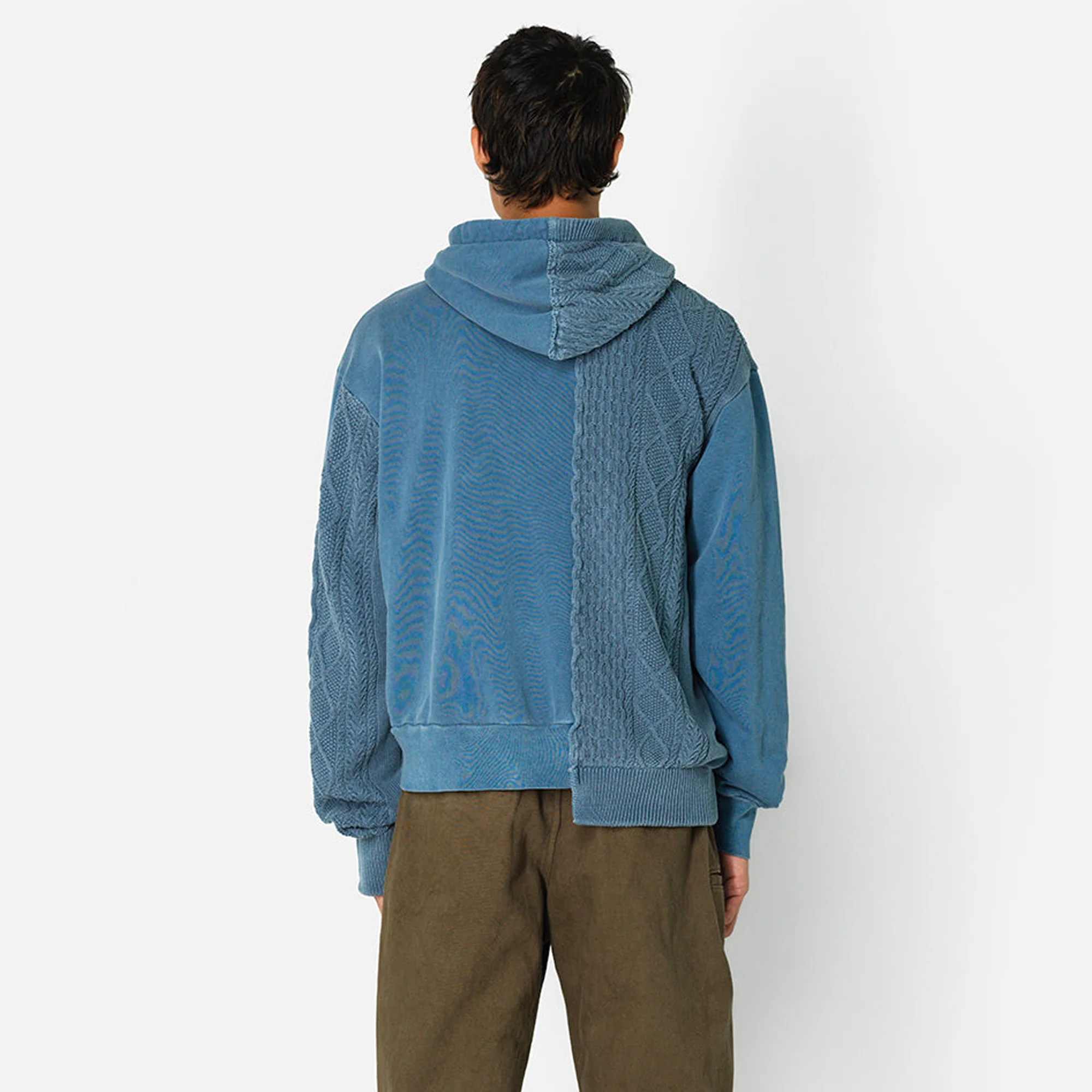 John Elliott Mens Cable Knit Reconstructed Hoodie - Image 3
