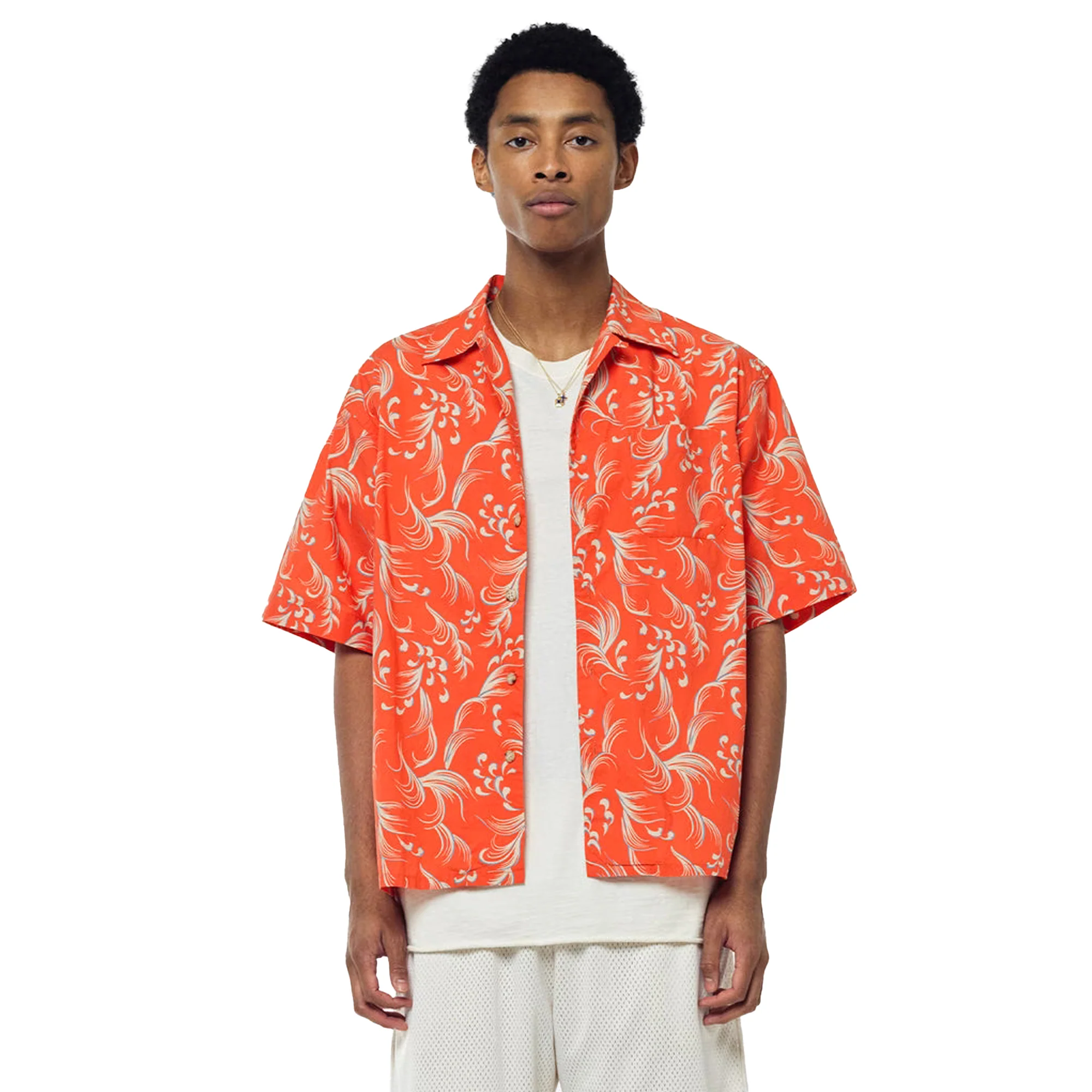 John Elliott Mens Camp Shirt 'Orange' - Image 2