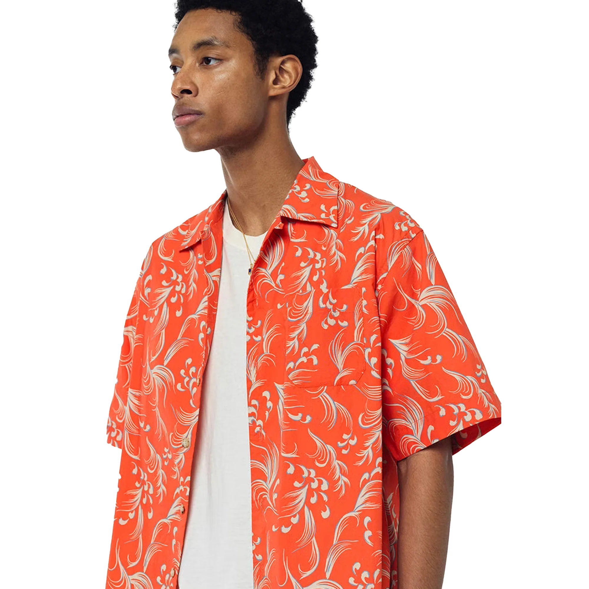 John Elliott Mens Camp Shirt 'Orange' - Image 4