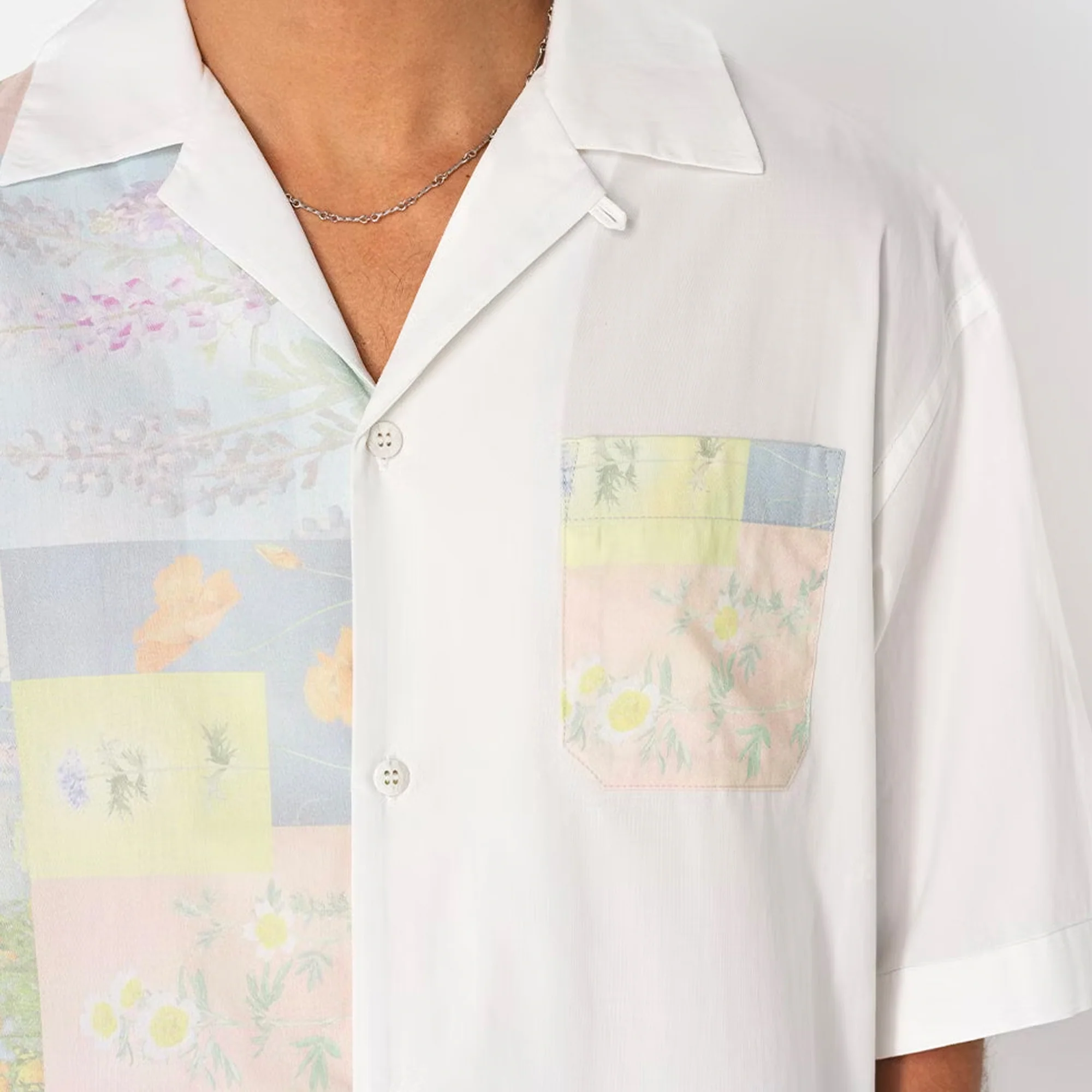 John Elliott Mens Camp Shirt 'Super Bloom Grid' - Image 4