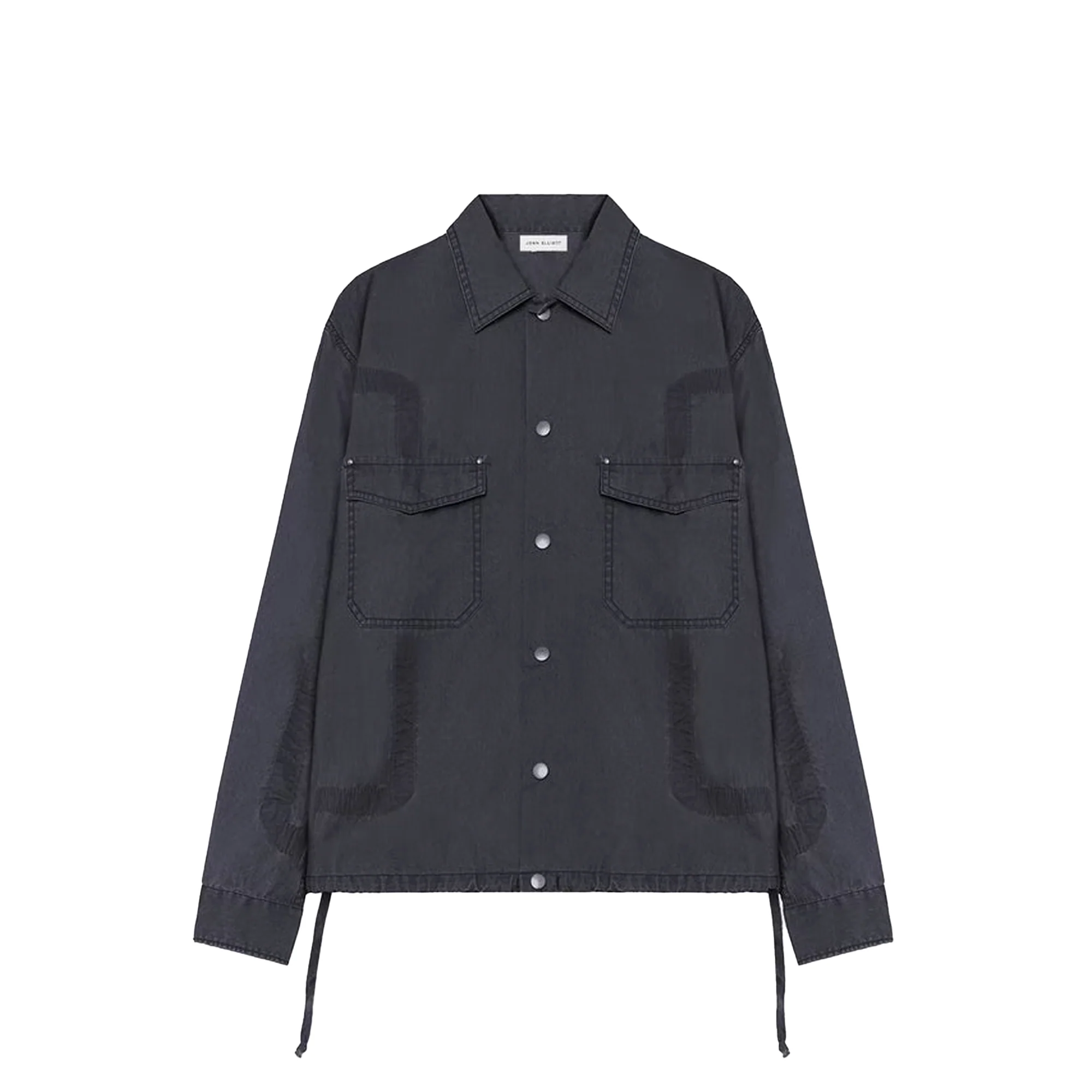 John Elliott Mens Cotton Poplin Frame II Snap Overshirt 'Black'