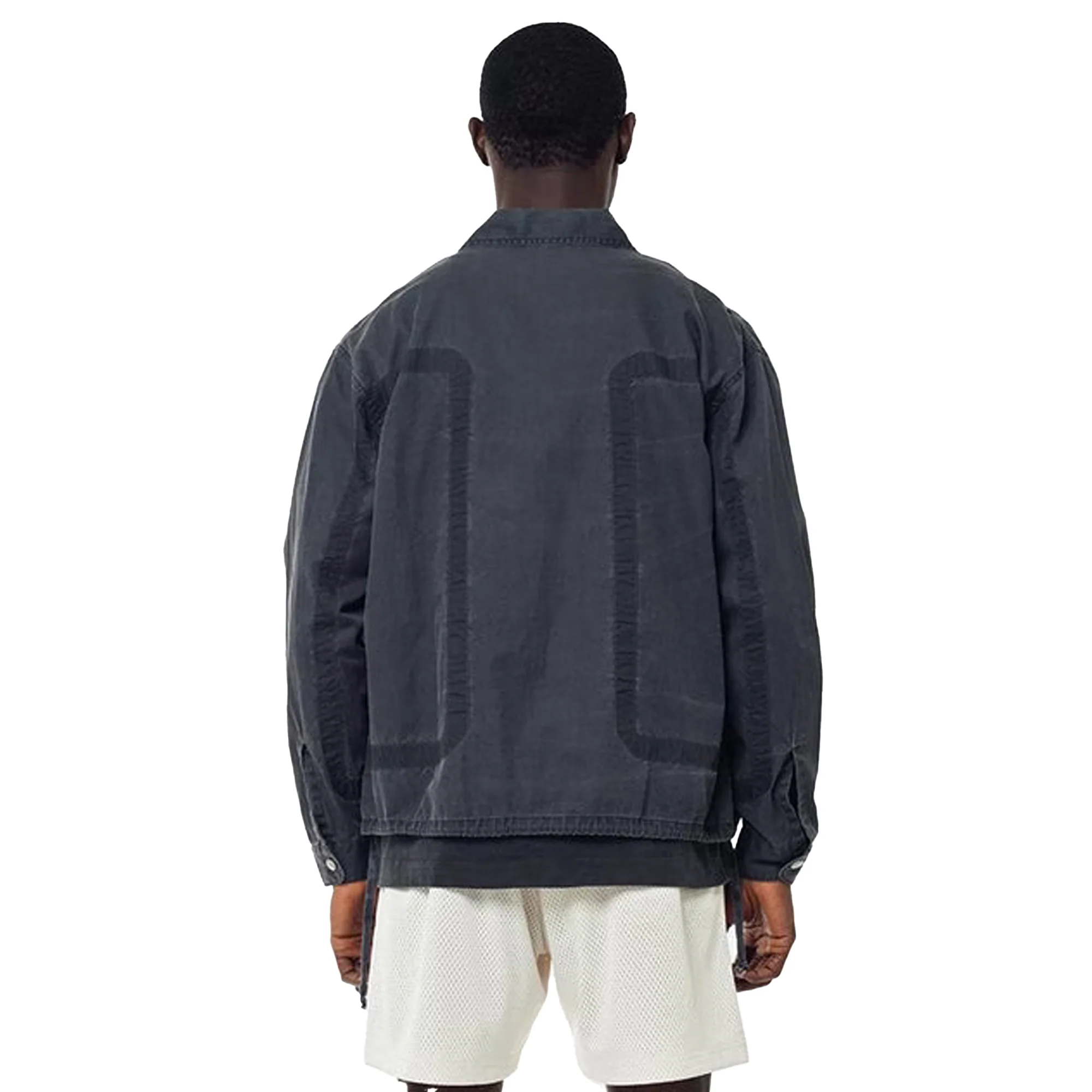 John Elliott Mens Cotton Poplin Frame II Snap Overshirt 'Black' - Image 3