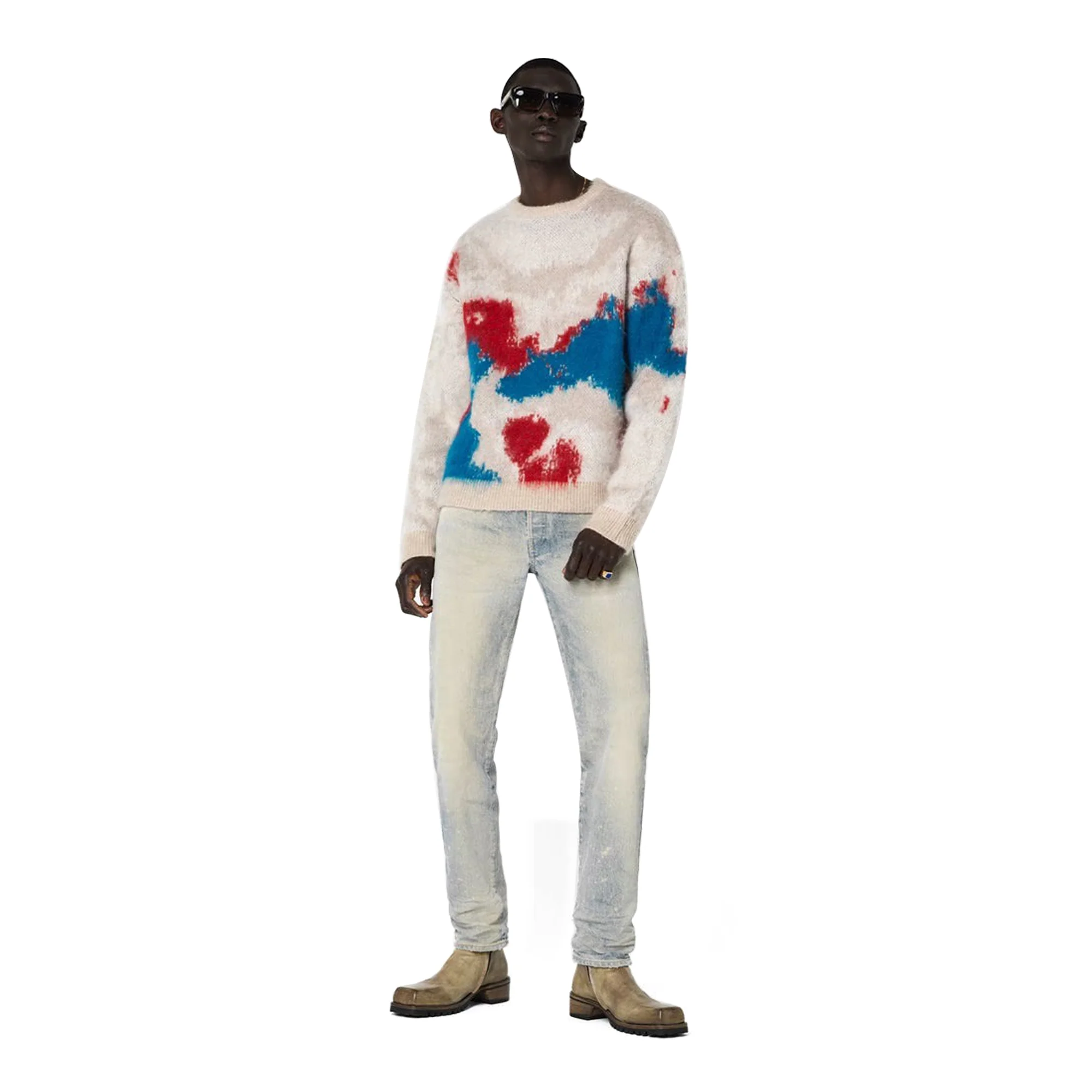 John Elliott Mens Mohair Jacquard Crew - Image 2