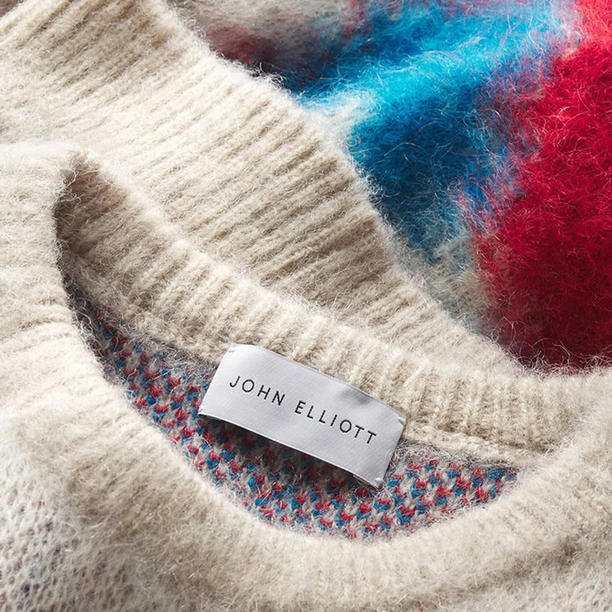 John Elliott Mens Mohair Jacquard Crew - Image 4