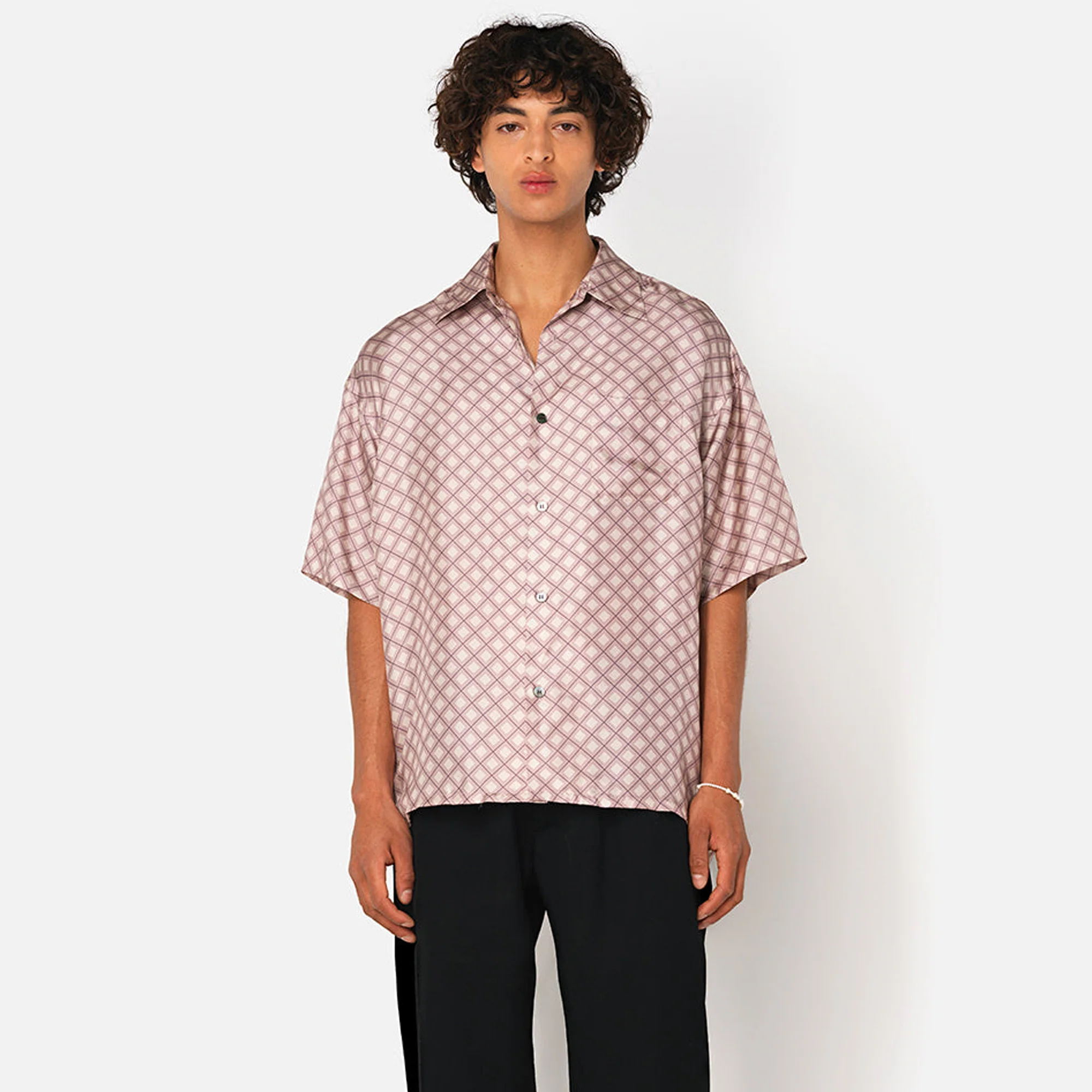 John Elliott Mens Silk SS Button Up Shirt - Image 2