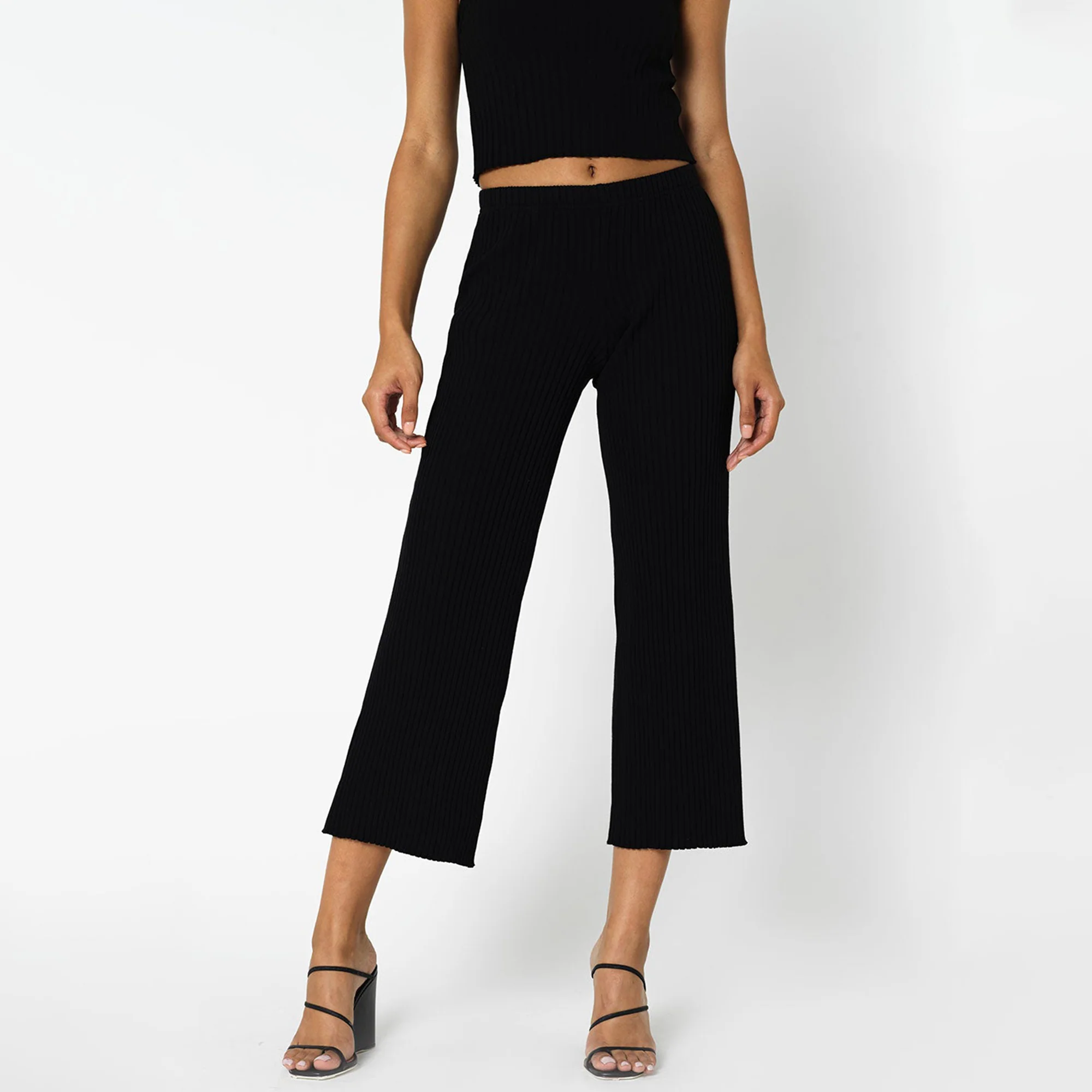 John Elliott Womens Ginza Rib Cropped Pant 'Black' - Image 2