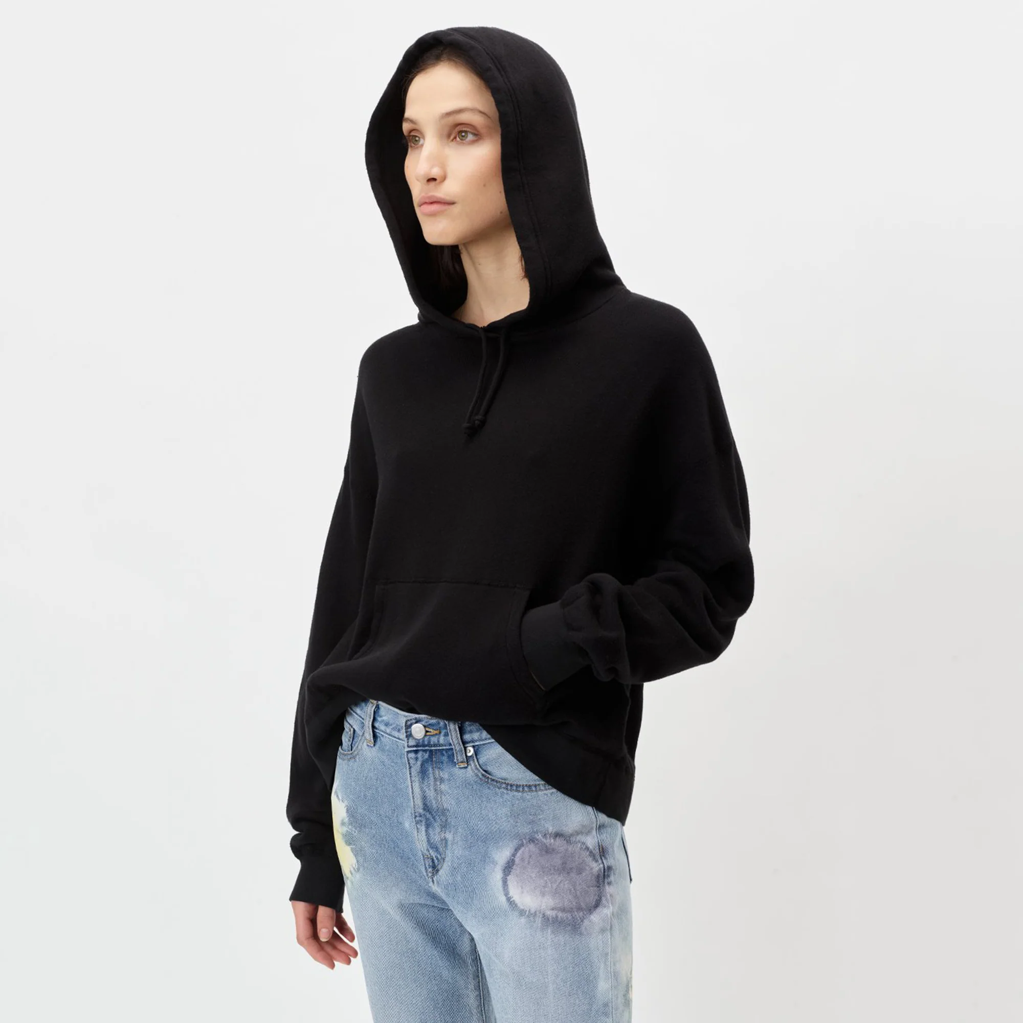 John Elliot Womens Vintage 'Black' Fleece Hoodie - Image 4