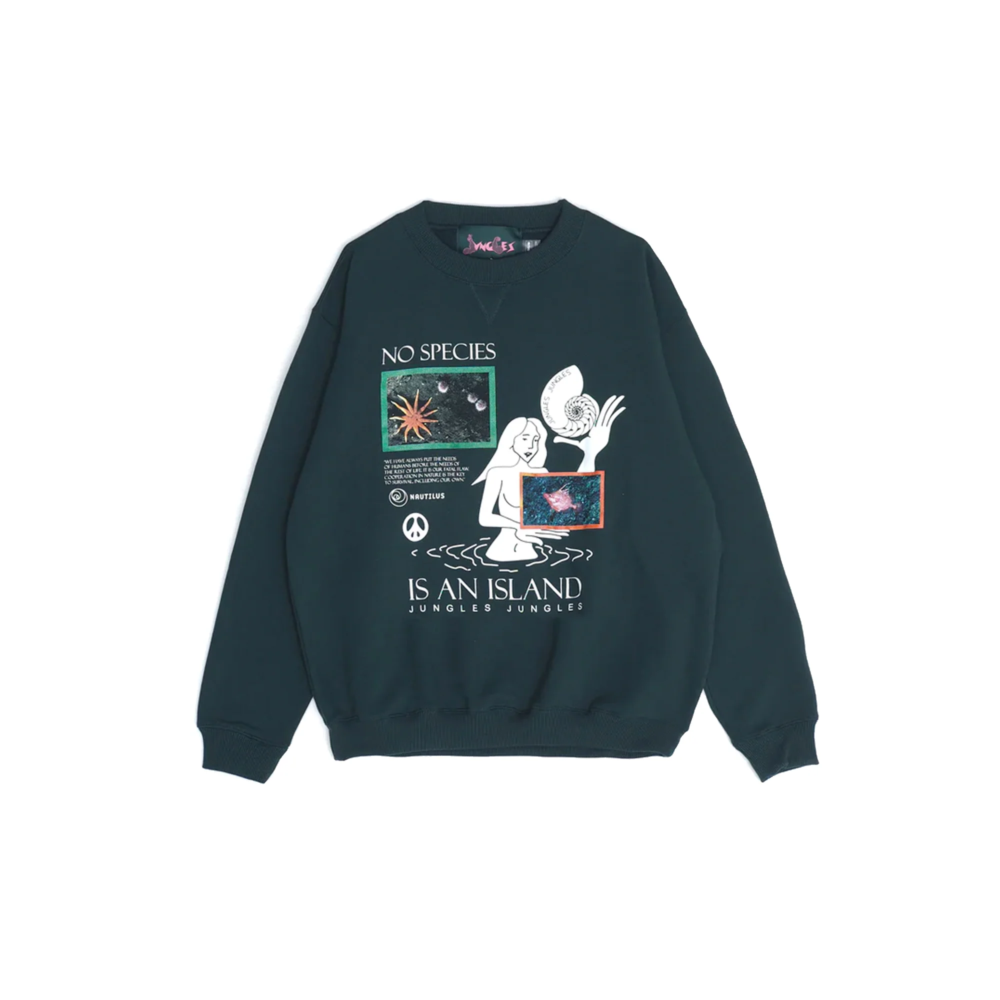 Jungles Mens No Species Is An Island Crewneck