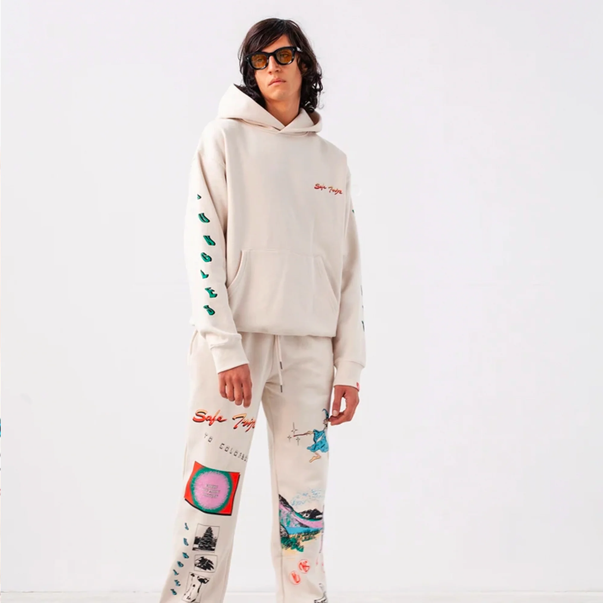 Jungles Mens Safe Trip Hoodie 'Cream' - Image 4
