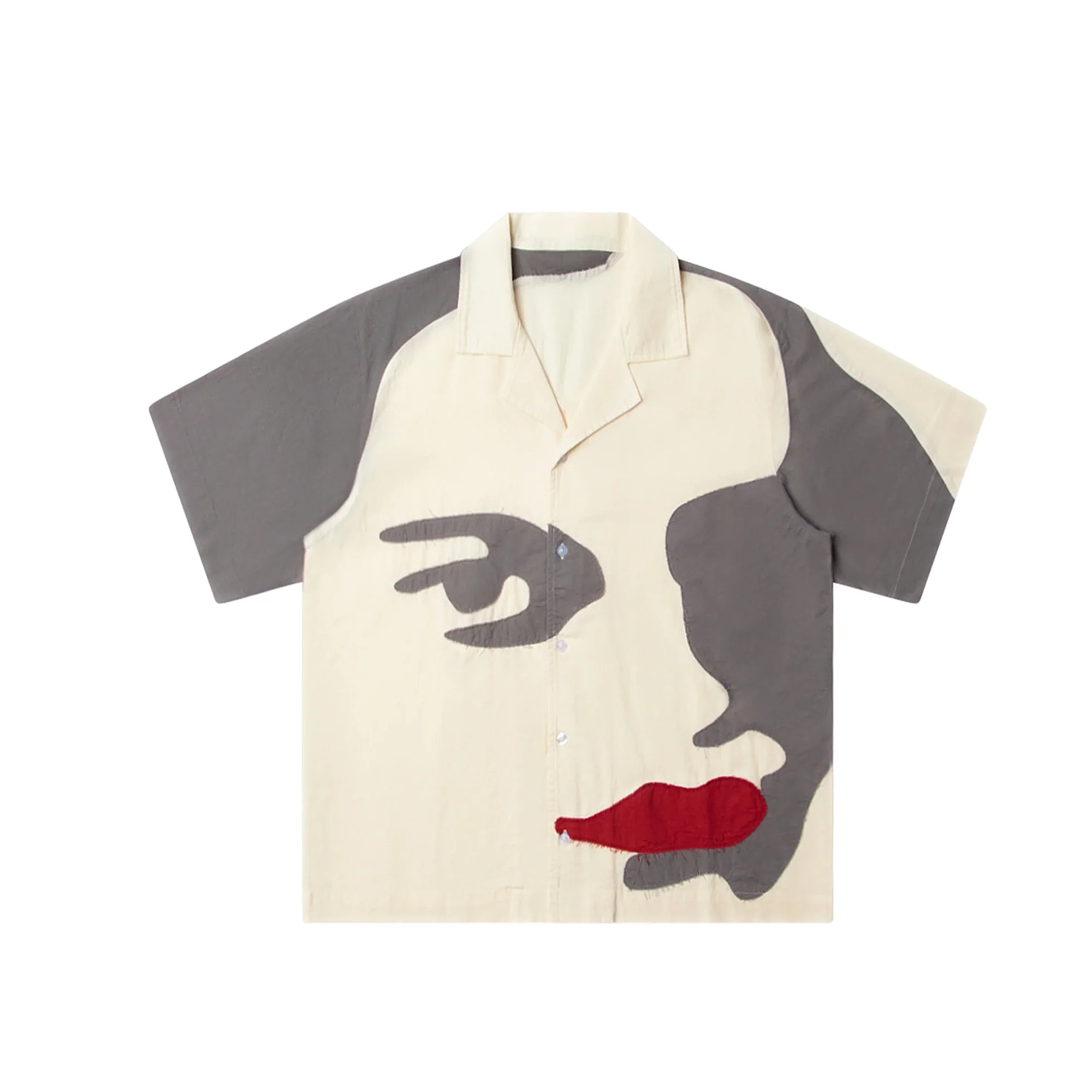 Kidsuper Mens Patched Face Linen Camp Shirt