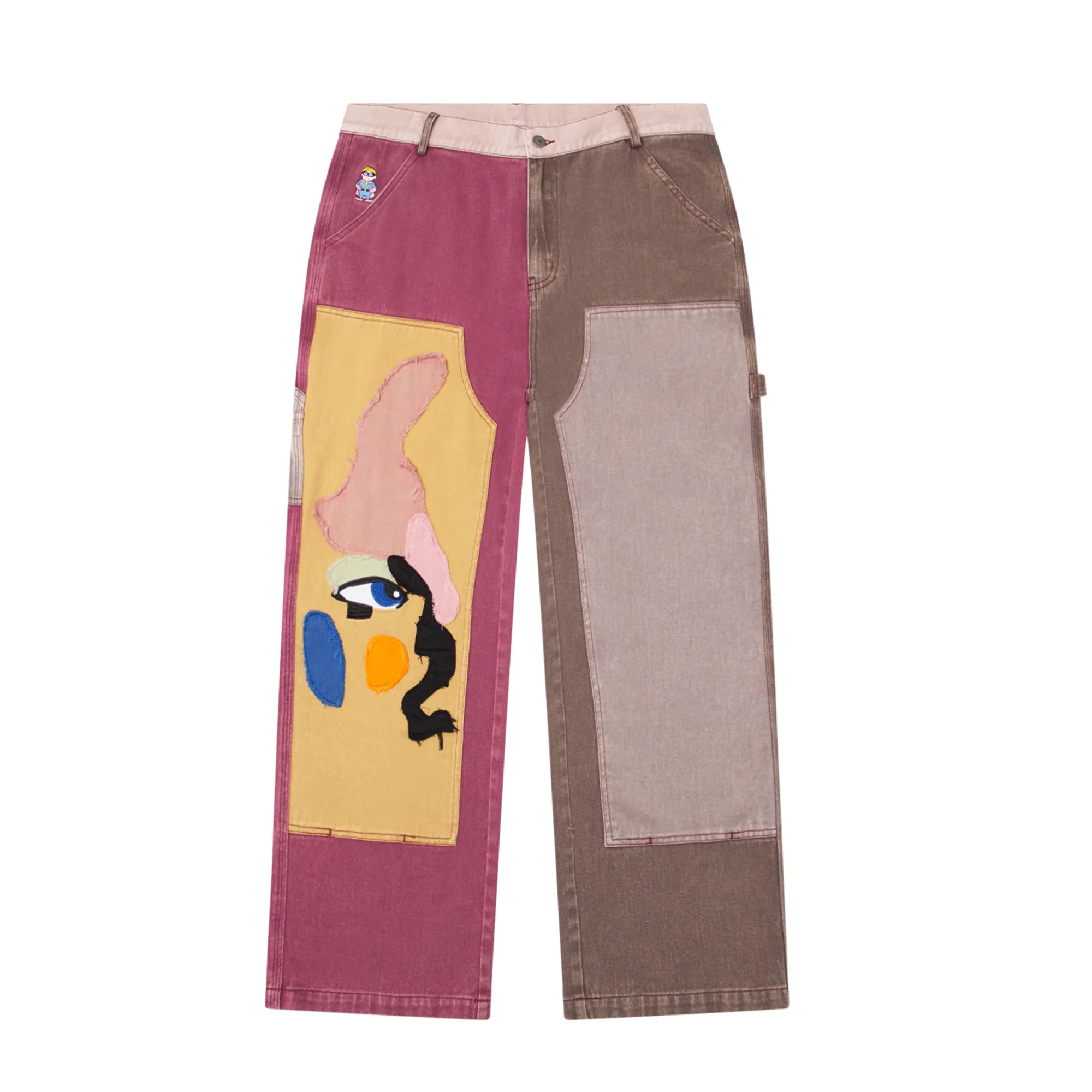 Kidsuper Mens Patchwork Face Double Knee Pant
