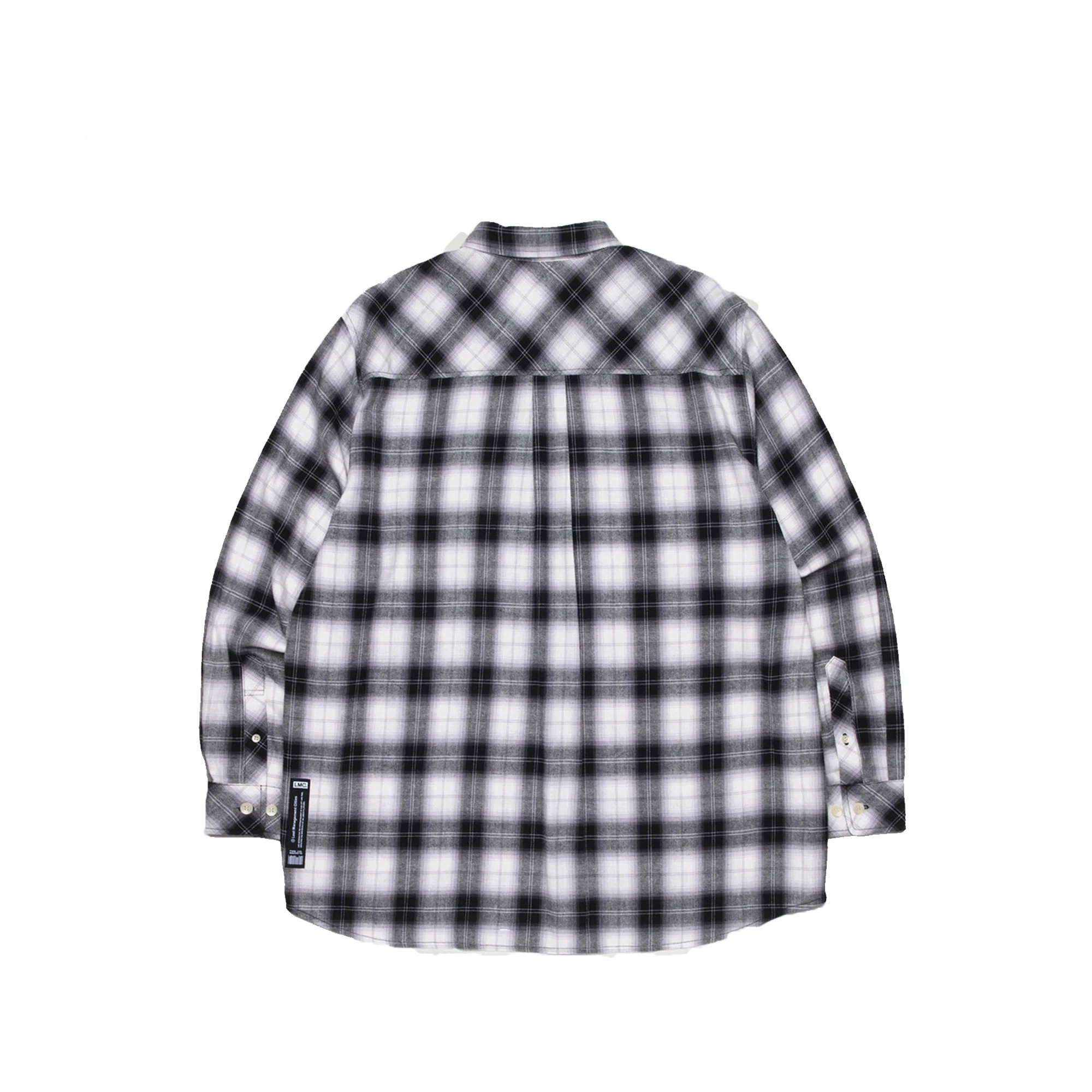 LMC Mens Flame Bear Ombre Plaid Shirt 'Black' - Image 2