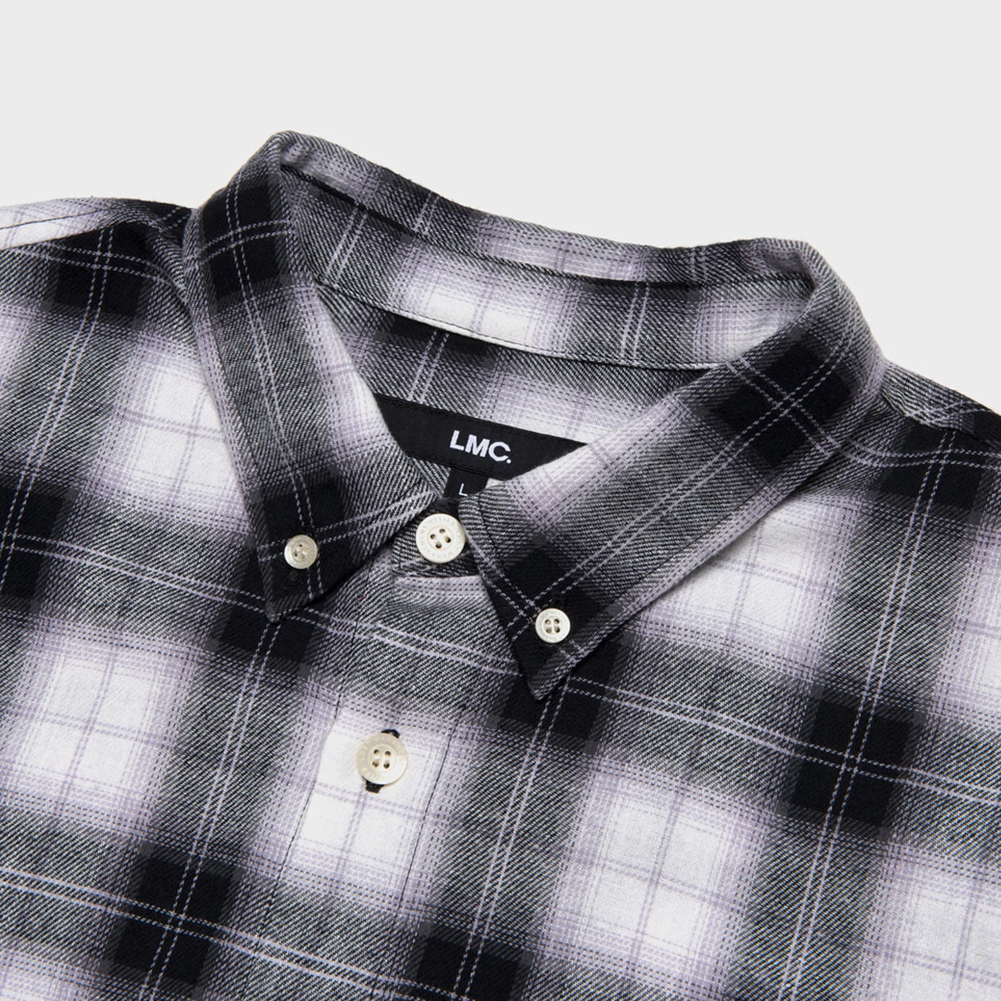 LMC Mens Flame Bear Ombre Plaid Shirt 'Black' - Image 3