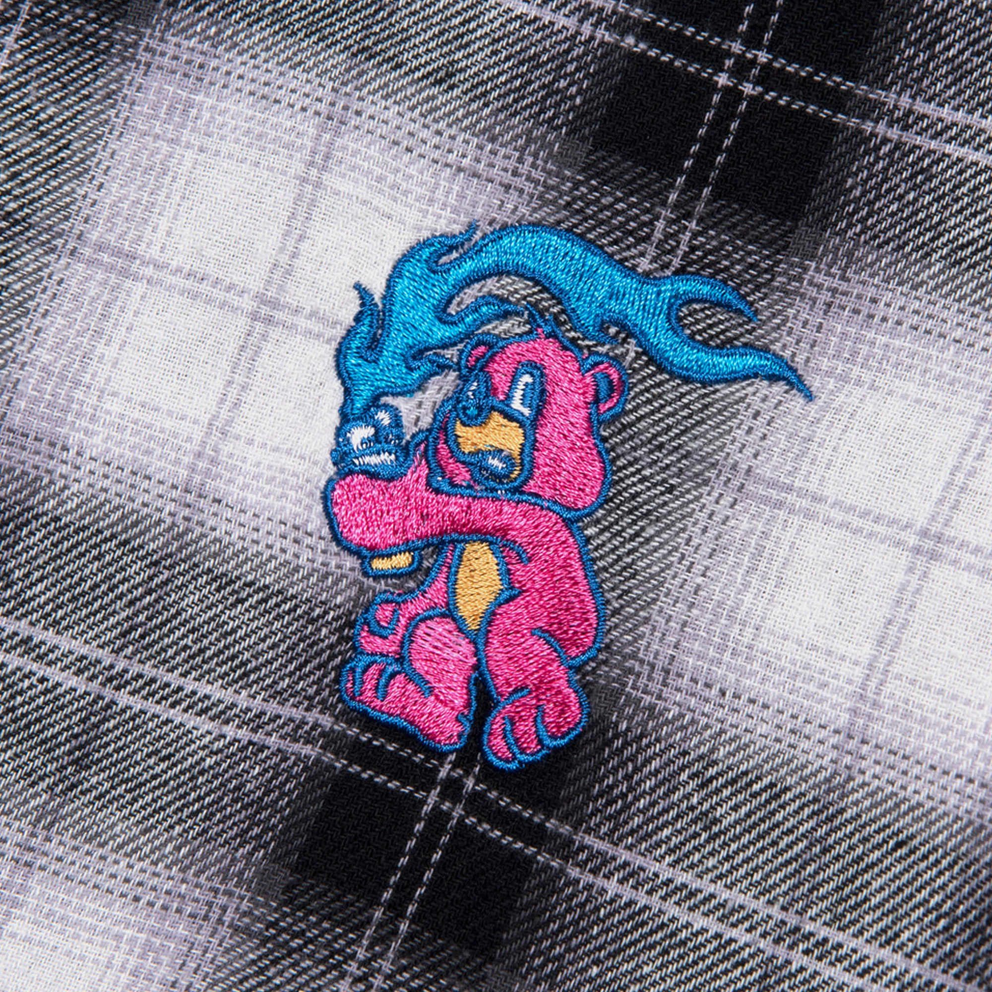 LMC Mens Flame Bear Ombre Plaid Shirt 'Black' - Image 4