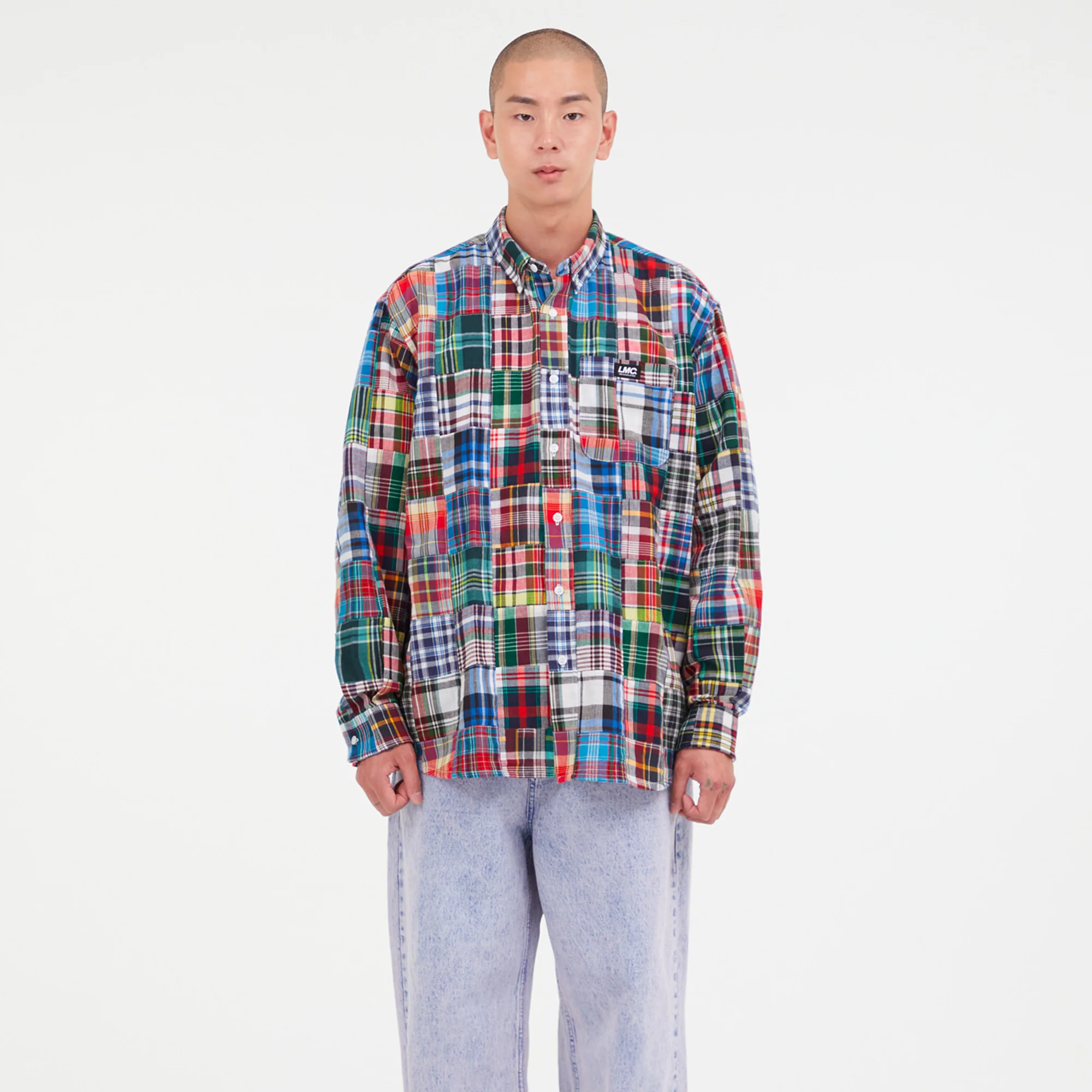 Lost Management Cities Mens Madras Patchwork Shirt - Image 2
