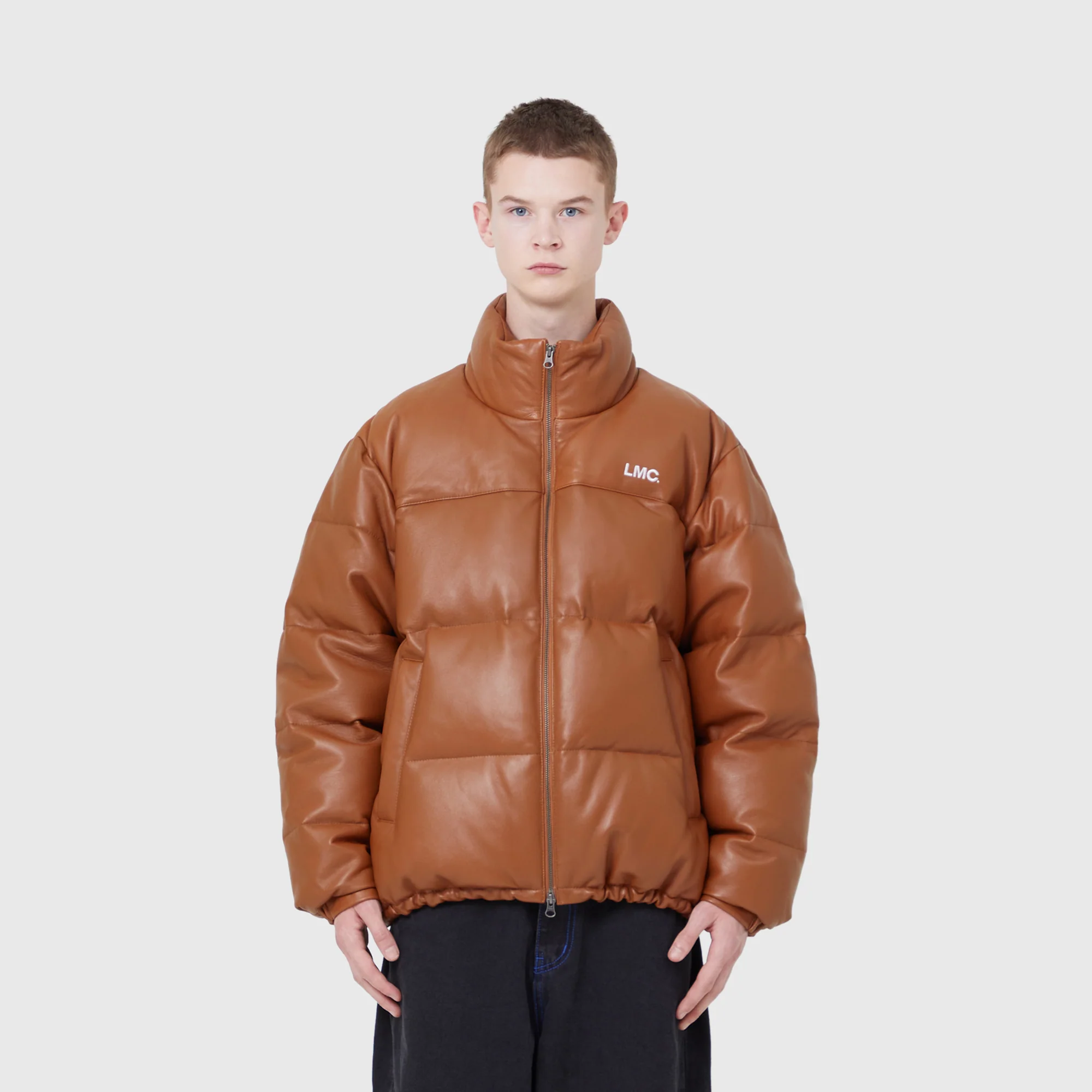 Lost Management Cities Mens OG Leather Puffer Duck Down Parka - Image 2