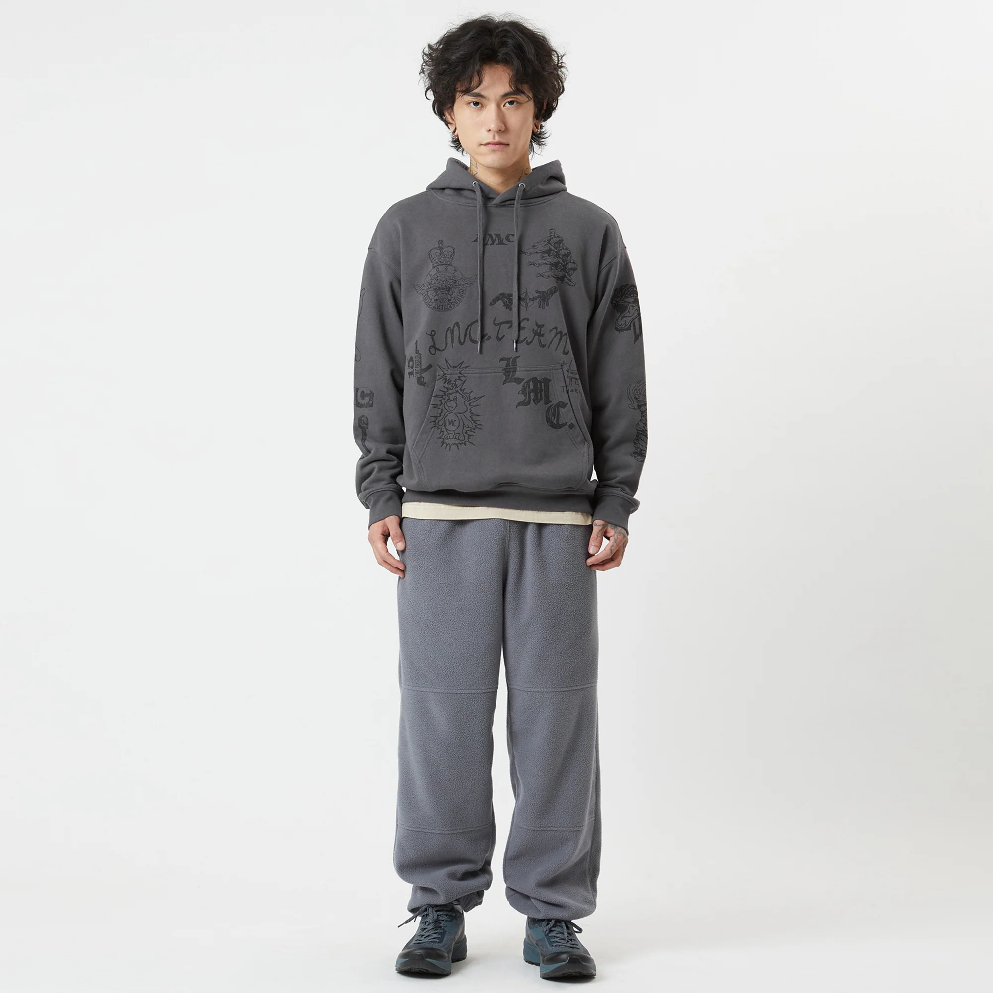 LMC Mens Doodle Collage Hoodie 'Charcoal' - Image 2