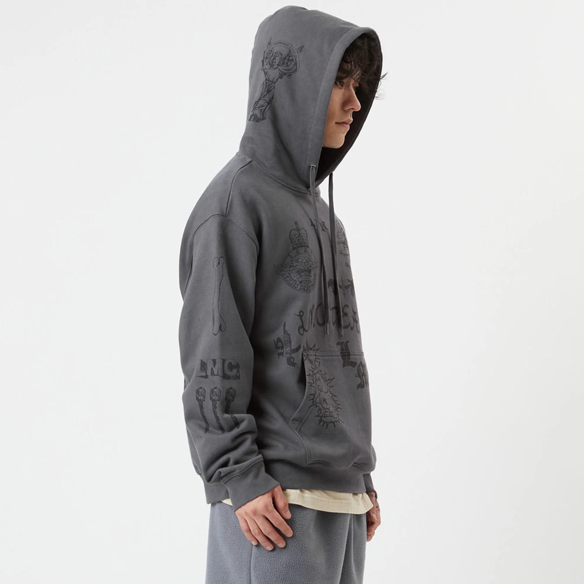 LMC Mens Doodle Collage Hoodie 'Charcoal' - Image 3