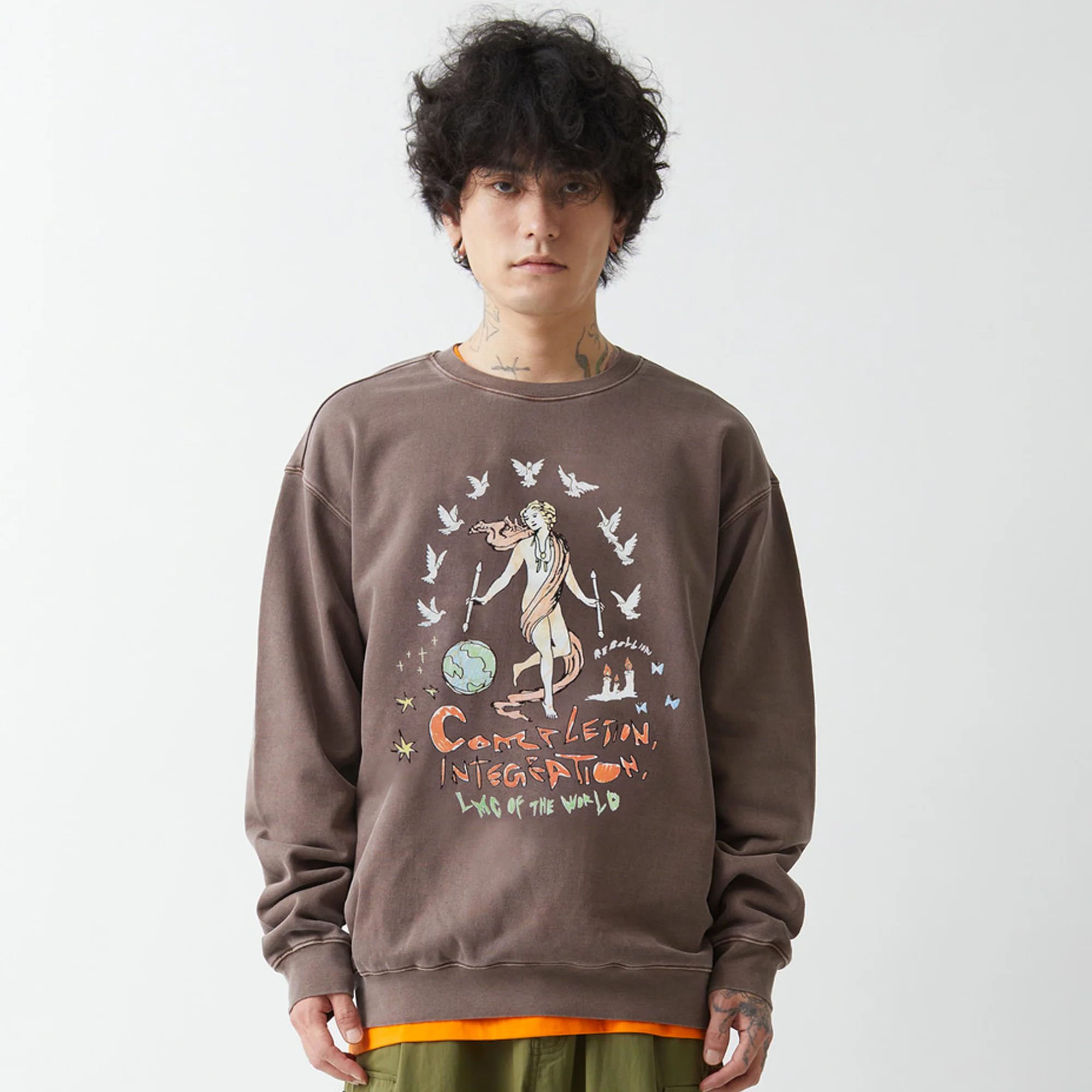 LMC Mens Overdyed Tarot Sweatshirt 'Brown' - Image 3