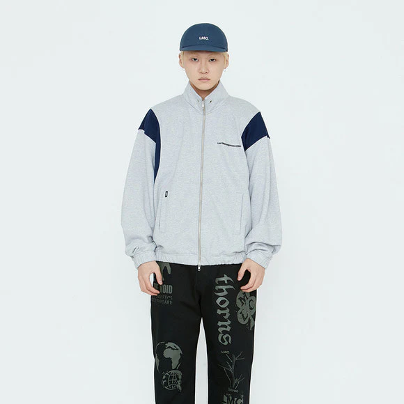 Lost Management Cities Oversized Zip Up Sweat Jacket 'Heather Gray' - Image 3