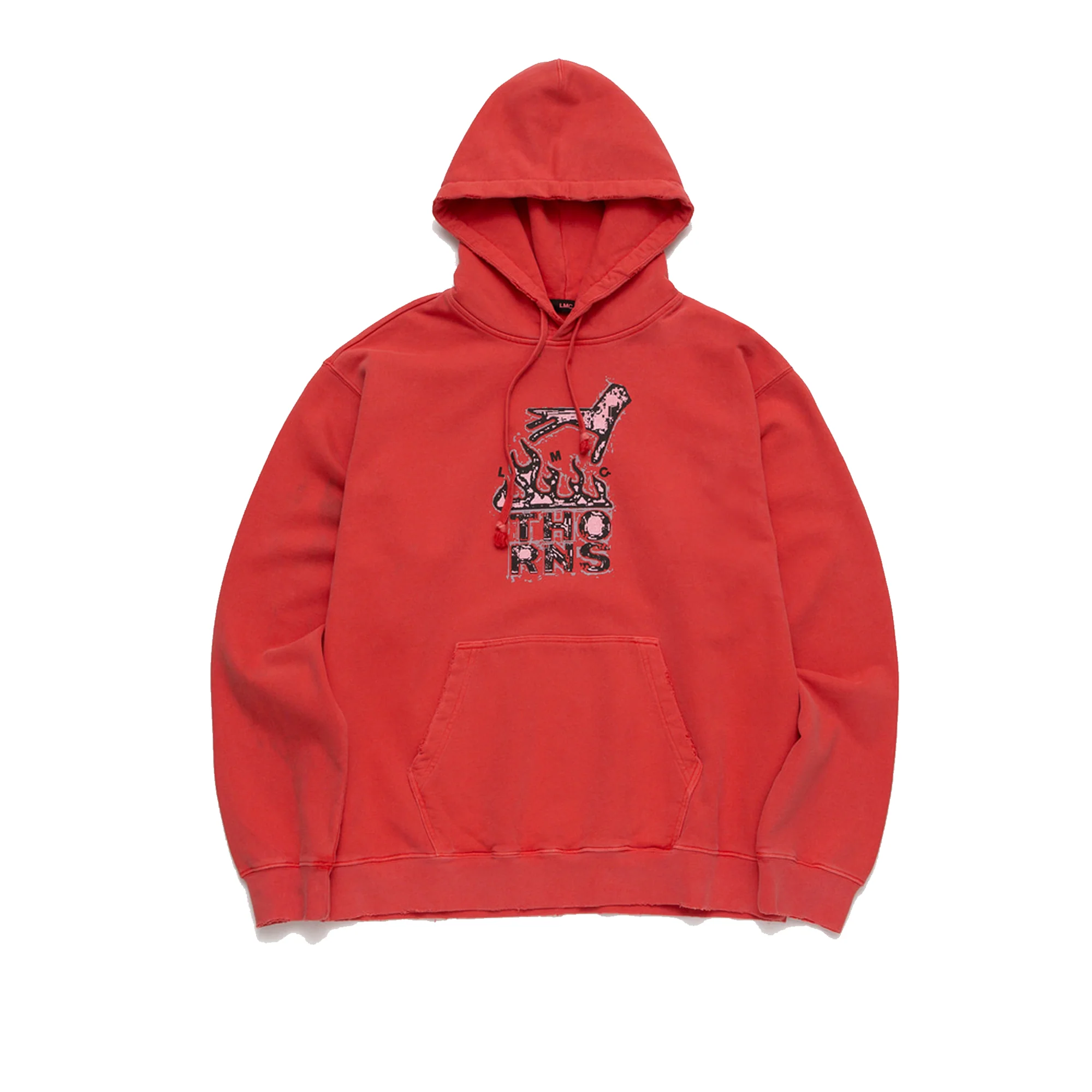 LMC Mens Thorns Distressed Edge Hoodie 'Red'