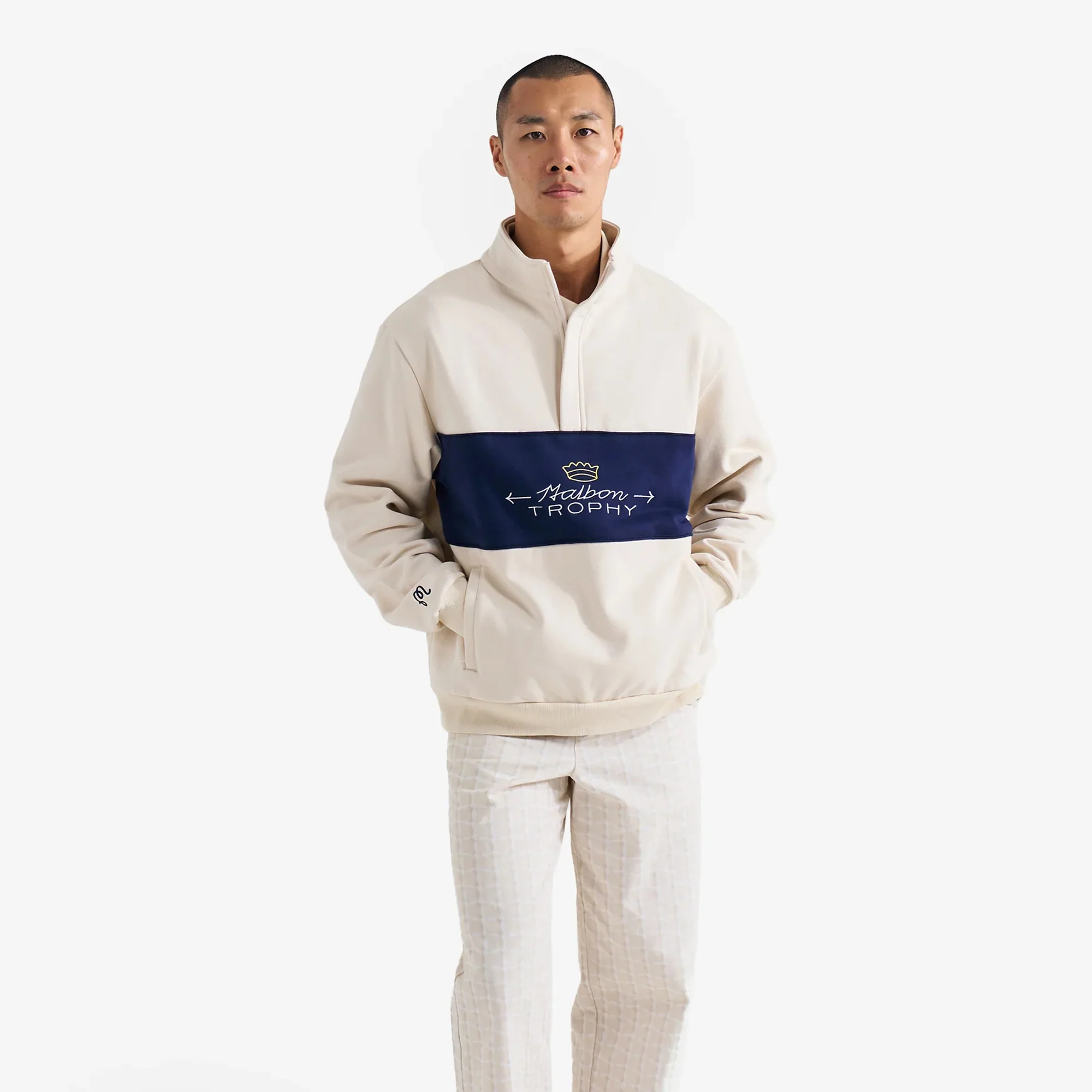 Malbon Golf Mens Trophy Quarter Zip Fleece Sweatshirt - Image 2