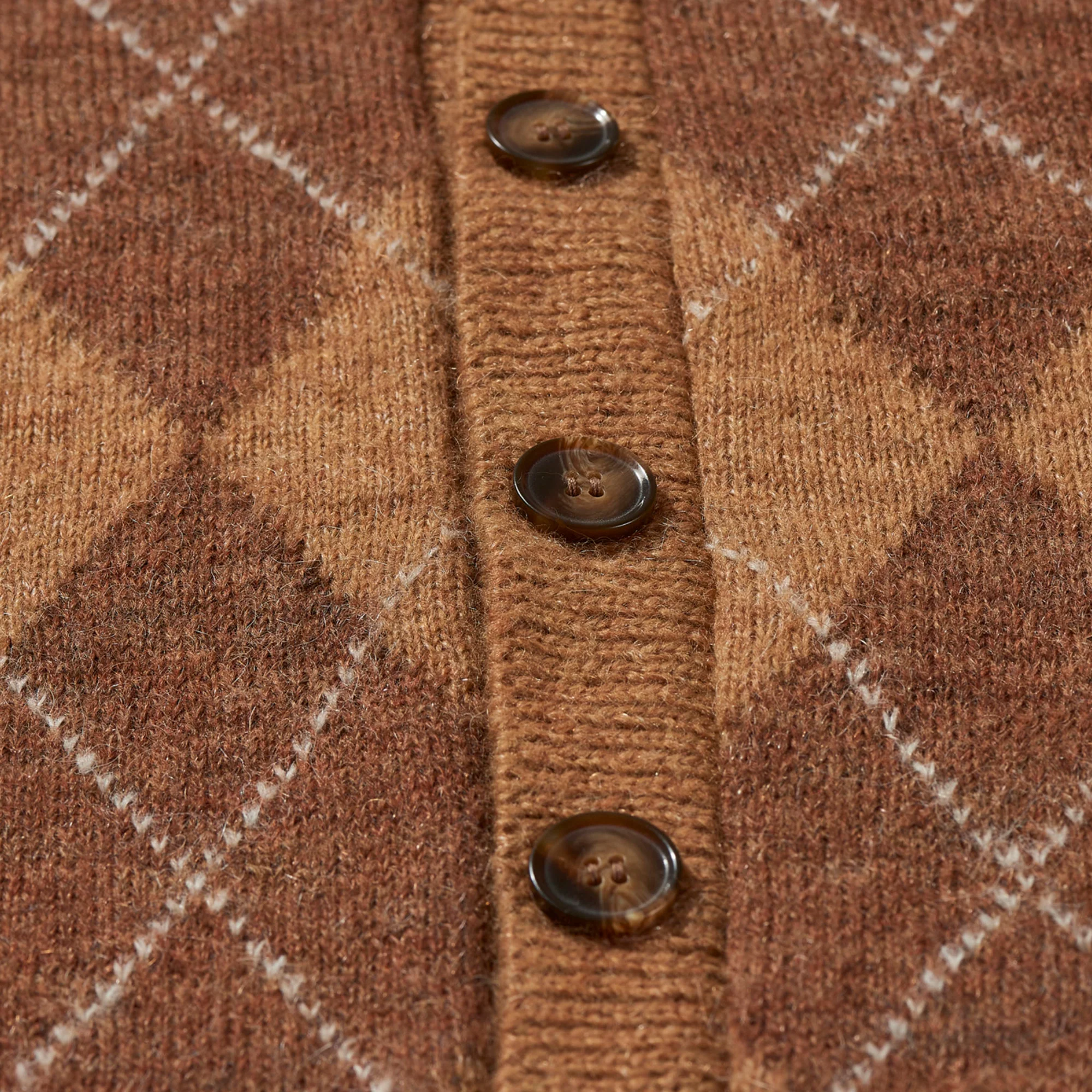 Manors Mens Argyle Cardigan 'Beige' - Image 4
