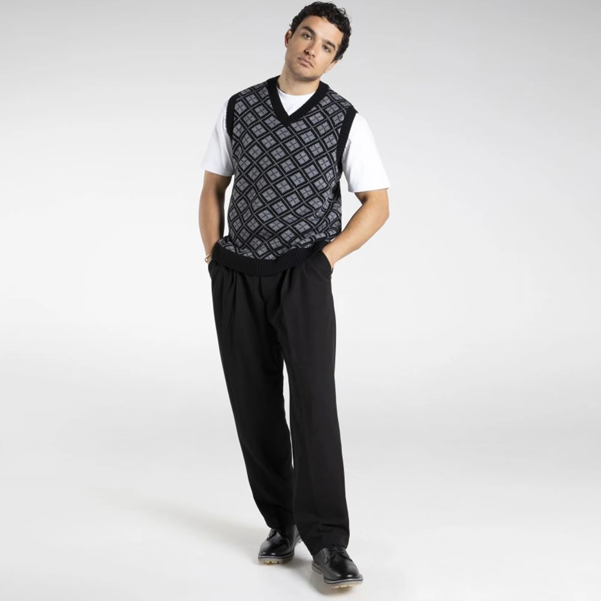 Manors Mens Checkered Vest Black/Grey - Image 3