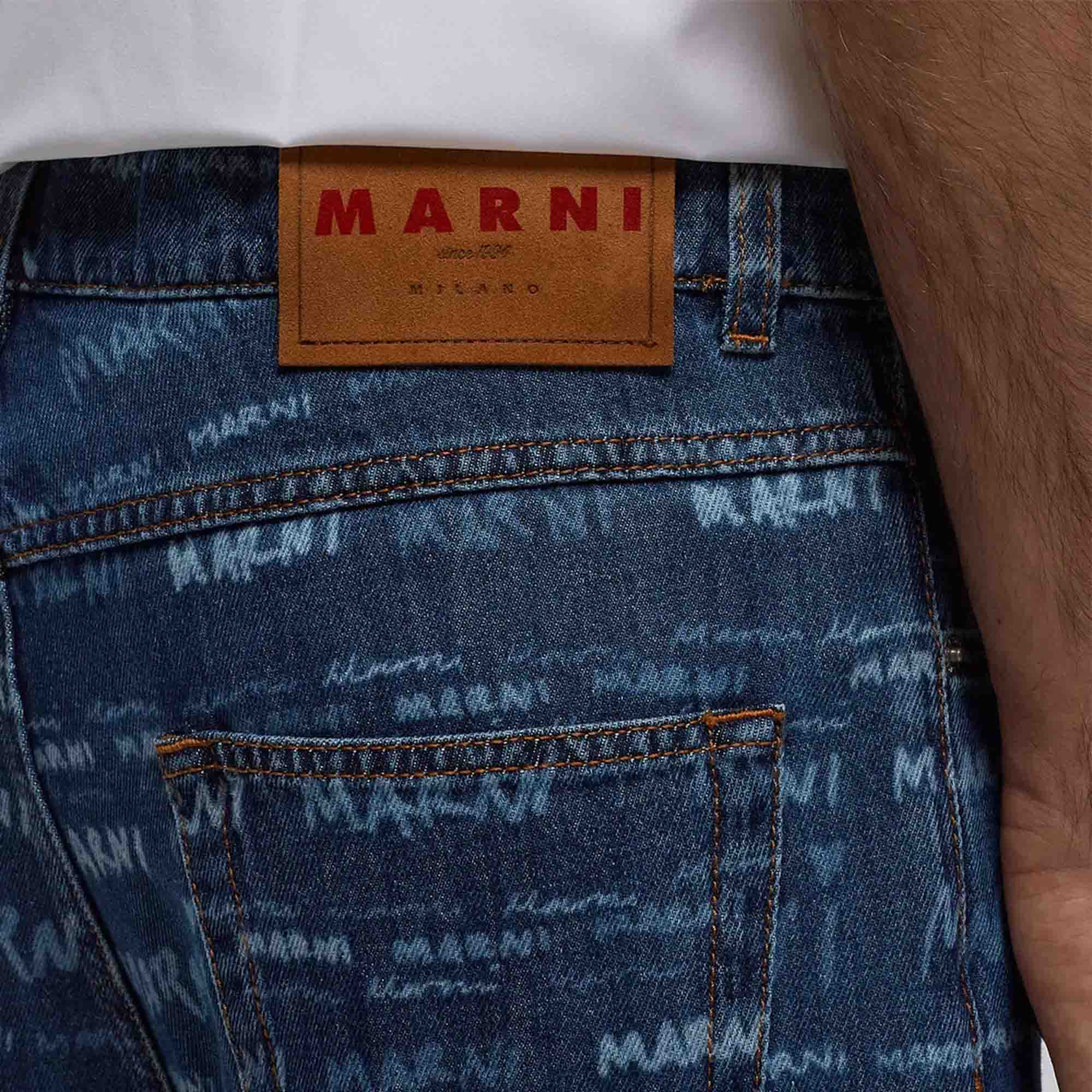 Marni Mens Mega Marni Print Denim Pants - Image 3