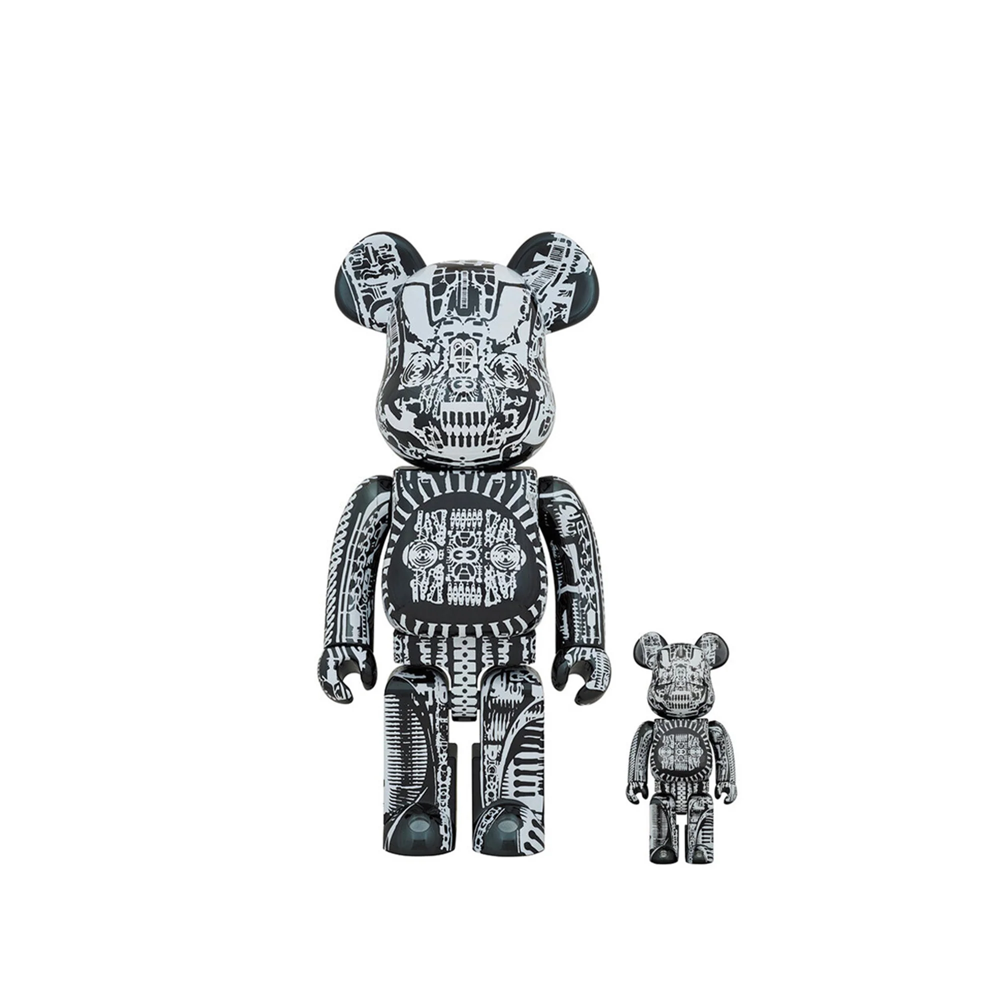 Medicom H.R. Giger 100% & 400% Bearbrick 'Black Chrome'