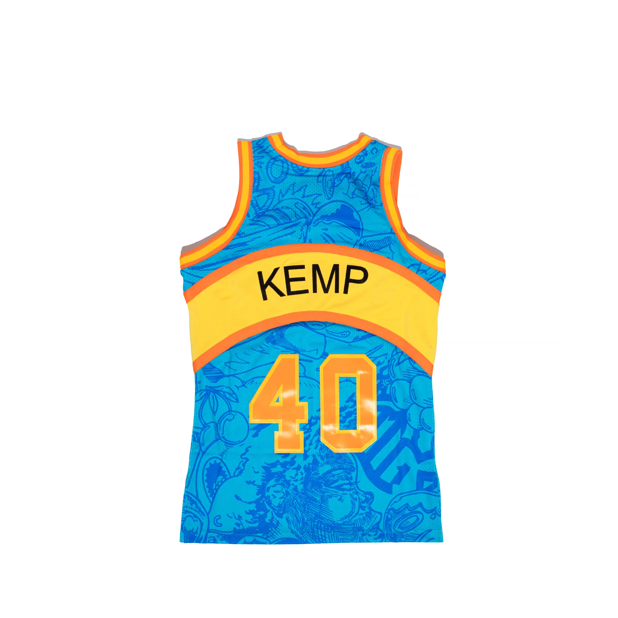 Mitchell & Ness Mens Seattle Supersonics Hebru Shawn Kemp Jersey 'Blue/Orange' - Image 2