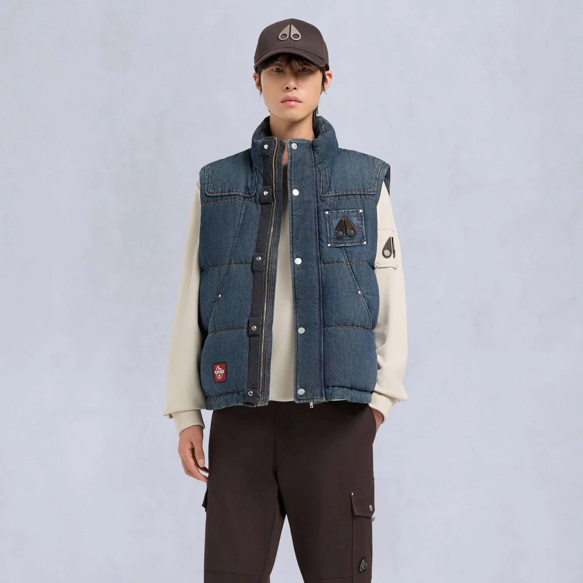 Moose Knuckles x Evisu Mens Denim Down Vest - Image 2