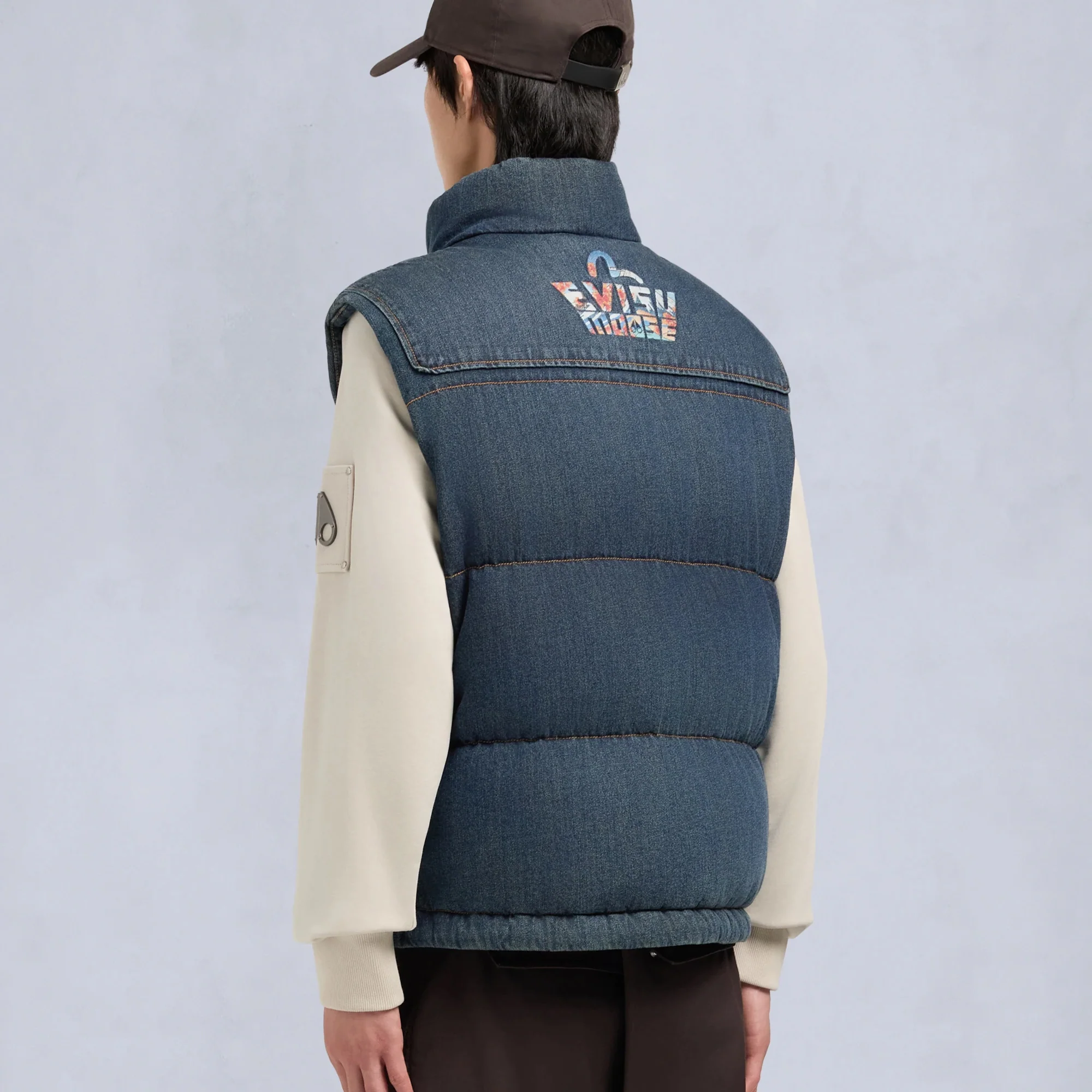Moose Knuckles x Evisu Mens Denim Down Vest - Image 3