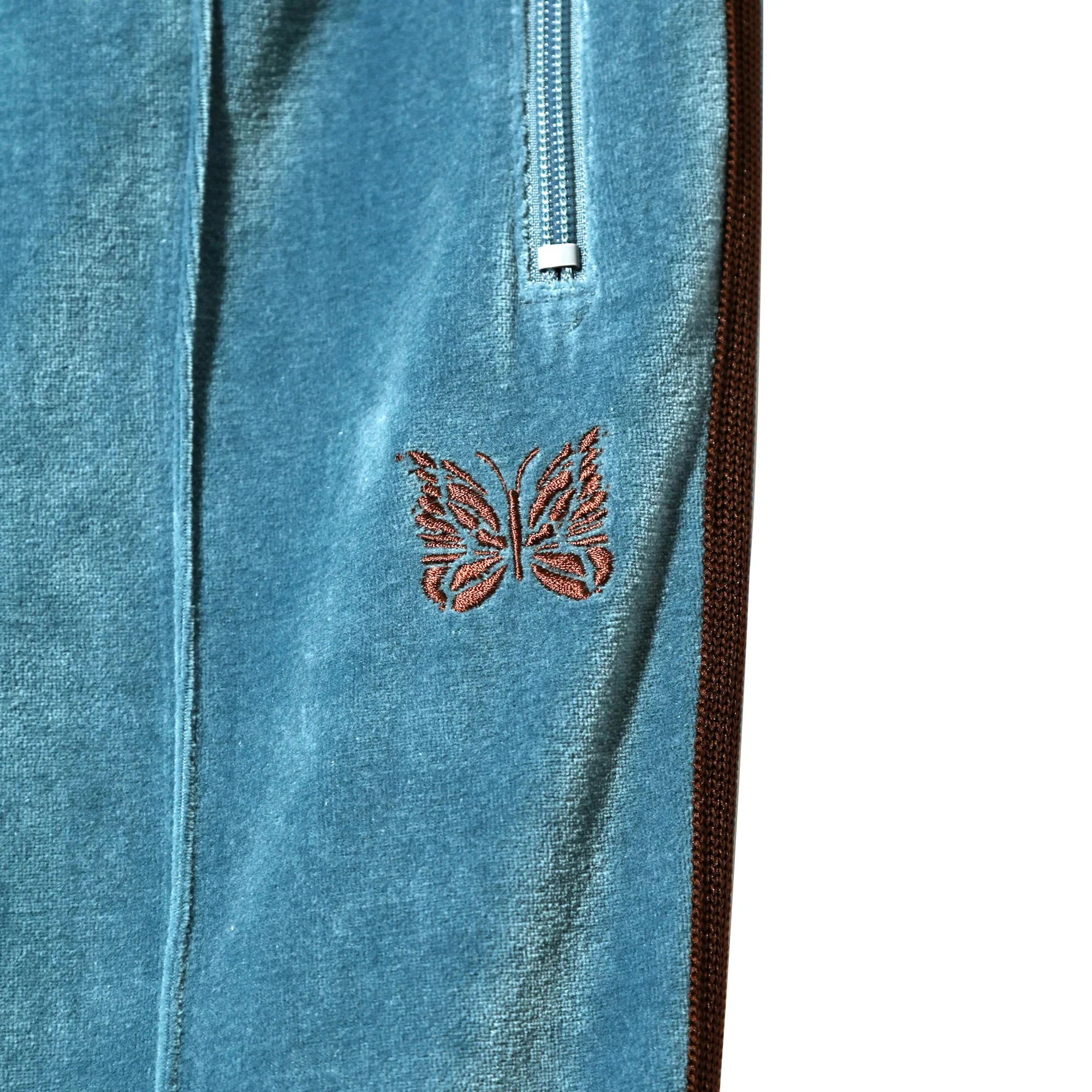 Needles Mens C/PE Velour Trackpants 'Blue Grey' - Image 2