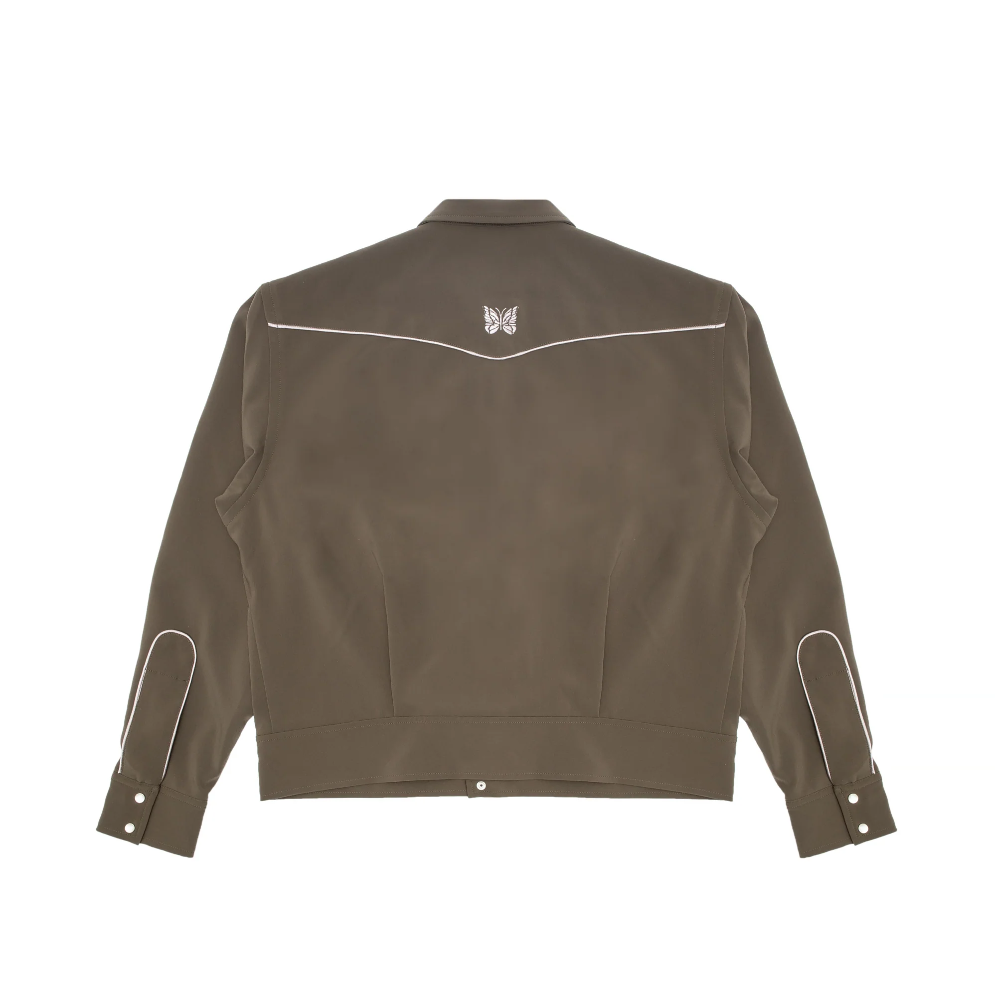 Needles Mens Piping Cowboy Jacket Pe/Pu Double Cloth 'Olive' - Image 2