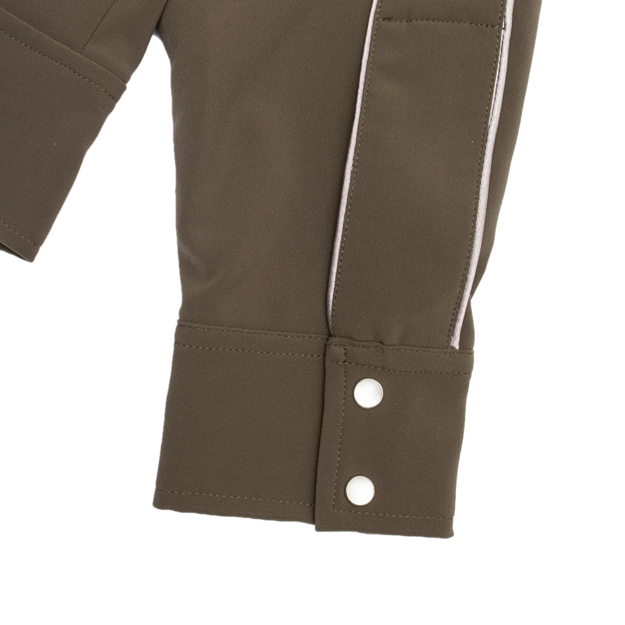 Needles Mens Piping Cowboy Jacket Pe/Pu Double Cloth 'Olive' - Image 4