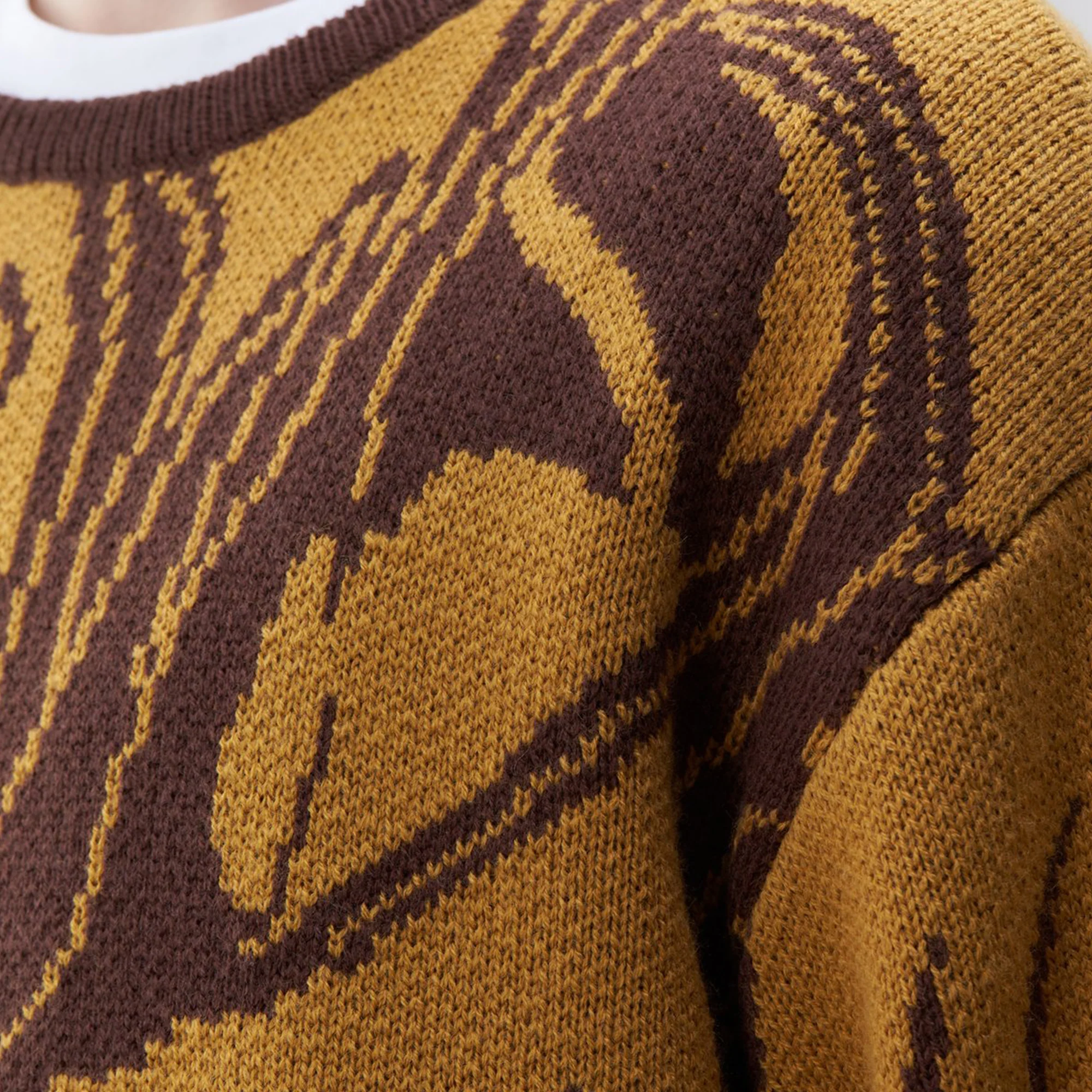Neighborhood Mens Jacquard / Aw-Knit LS 'Brown' - Image 4