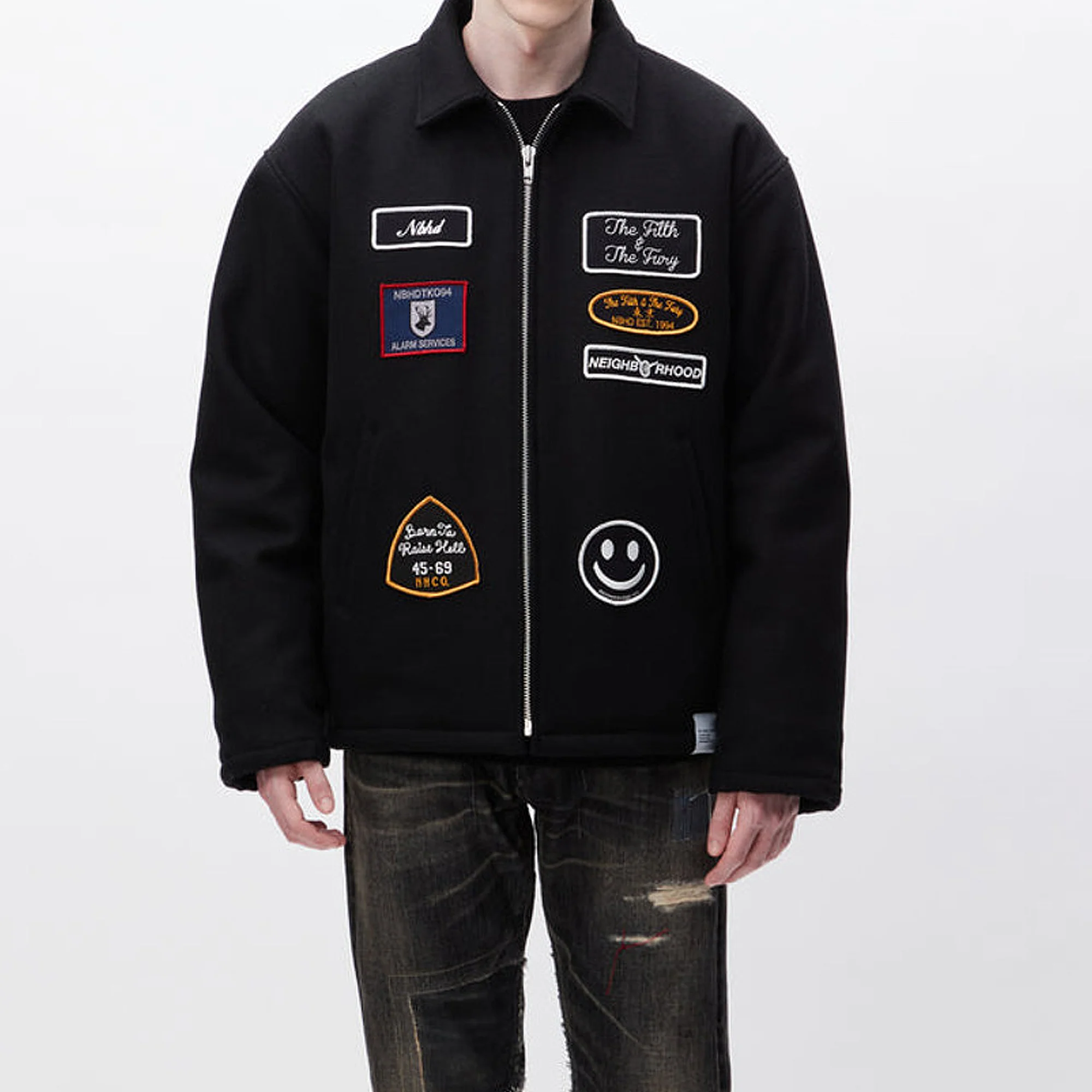 Neighborhood Mens Melton Zip Up Jacket - Image 2