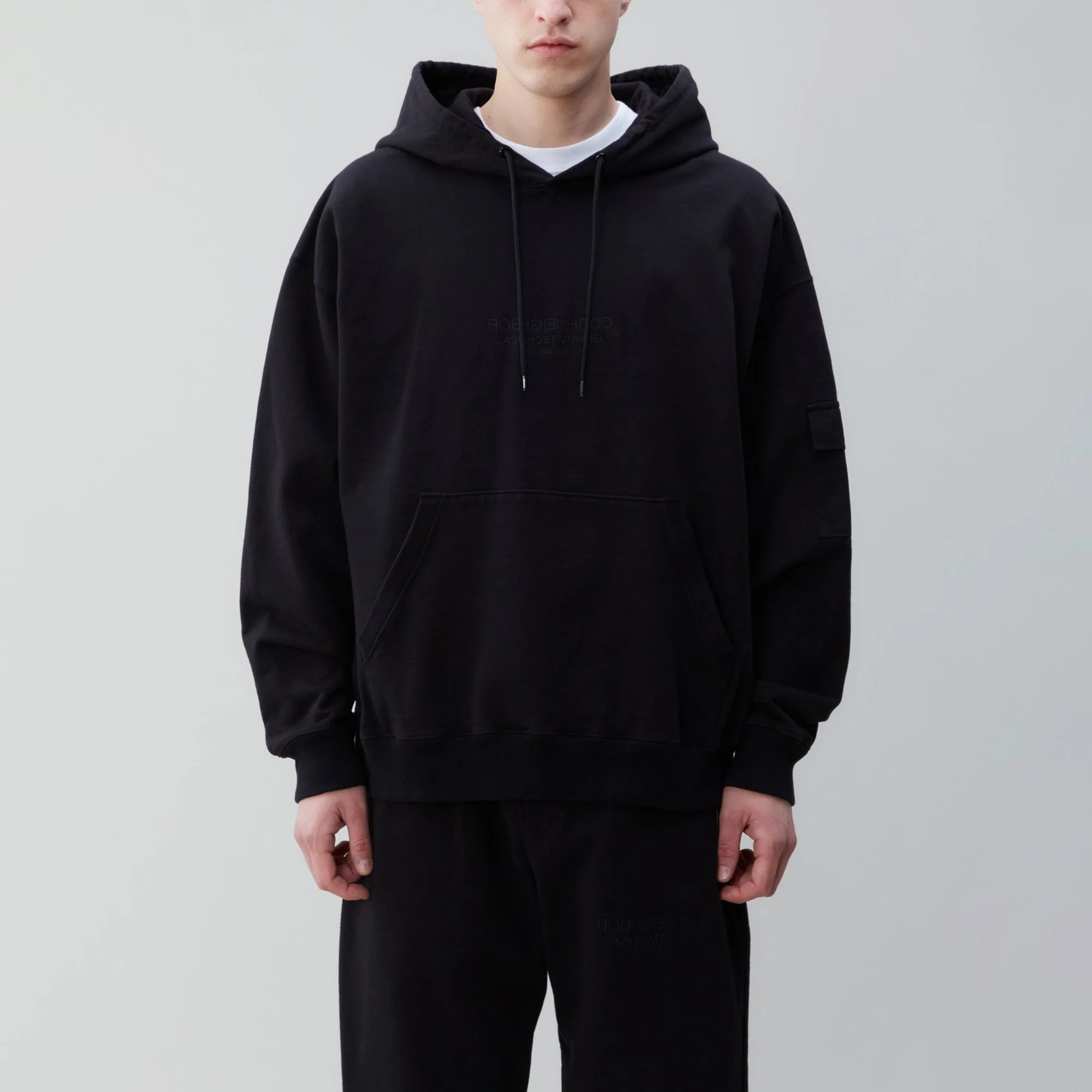 Neighborhood Mens Solid /C-Hooded LS Hoodie 'Black' - Image 2