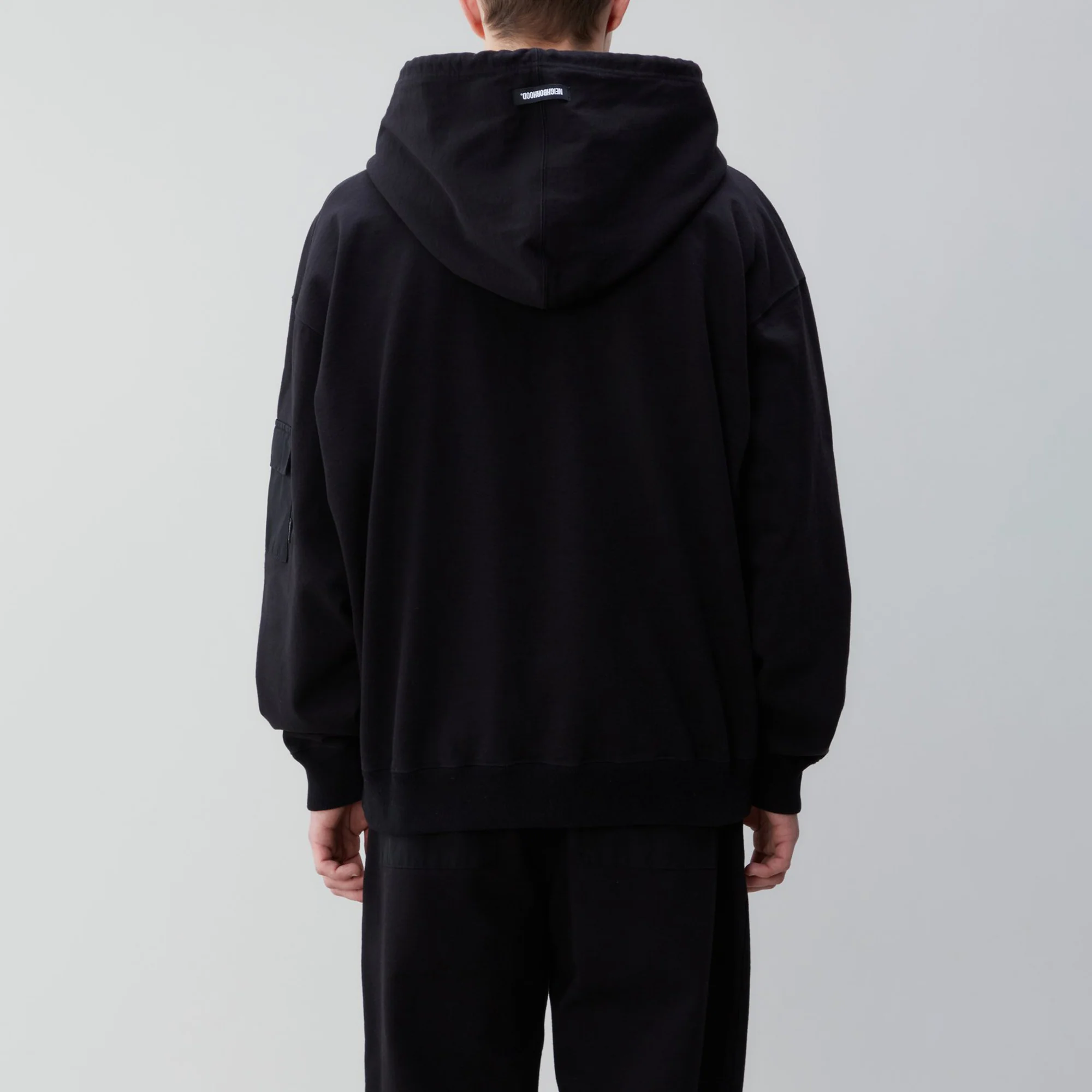 Neighborhood Mens Solid /C-Hooded LS Hoodie 'Black' - Image 3
