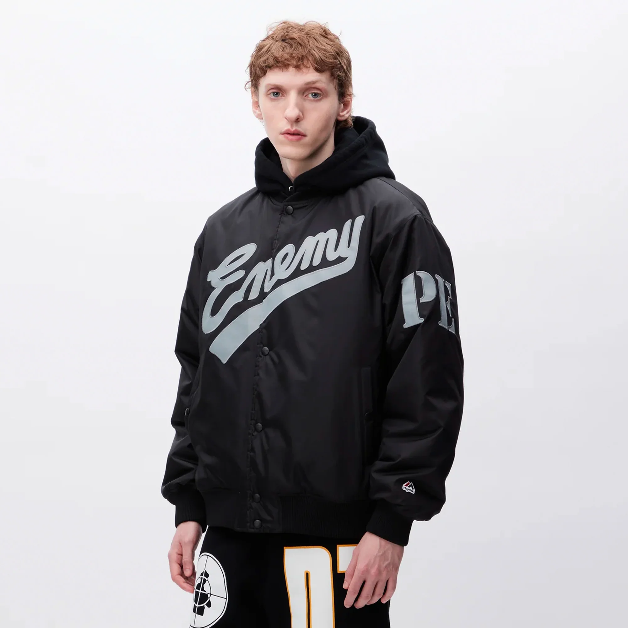 Neighborhood x Public Enemy x Majestic Mens Baseball Jacket - Image 2