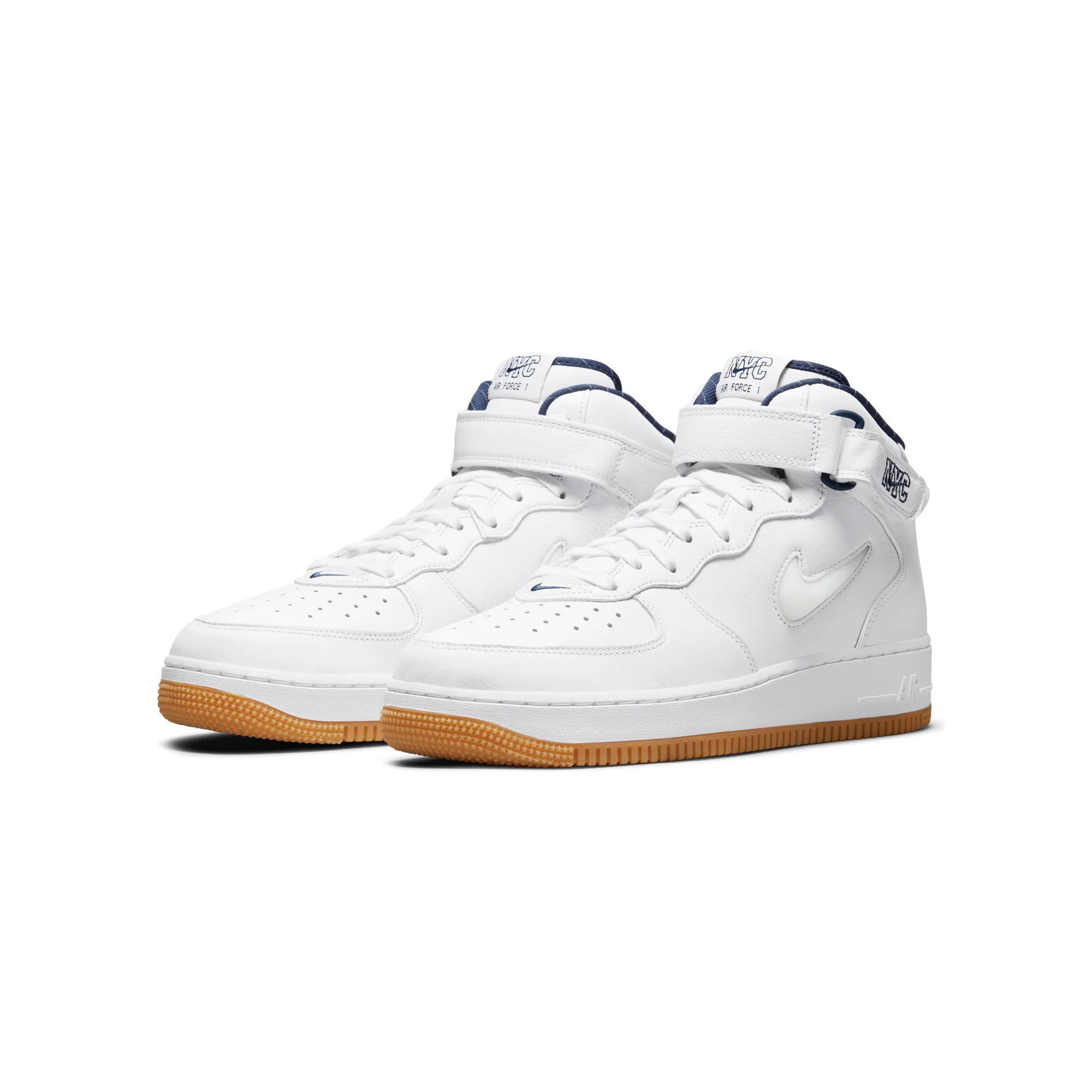 Nike Mens Air Force 1 Mid Shoes 'White/Midnight Navy' - Image 2