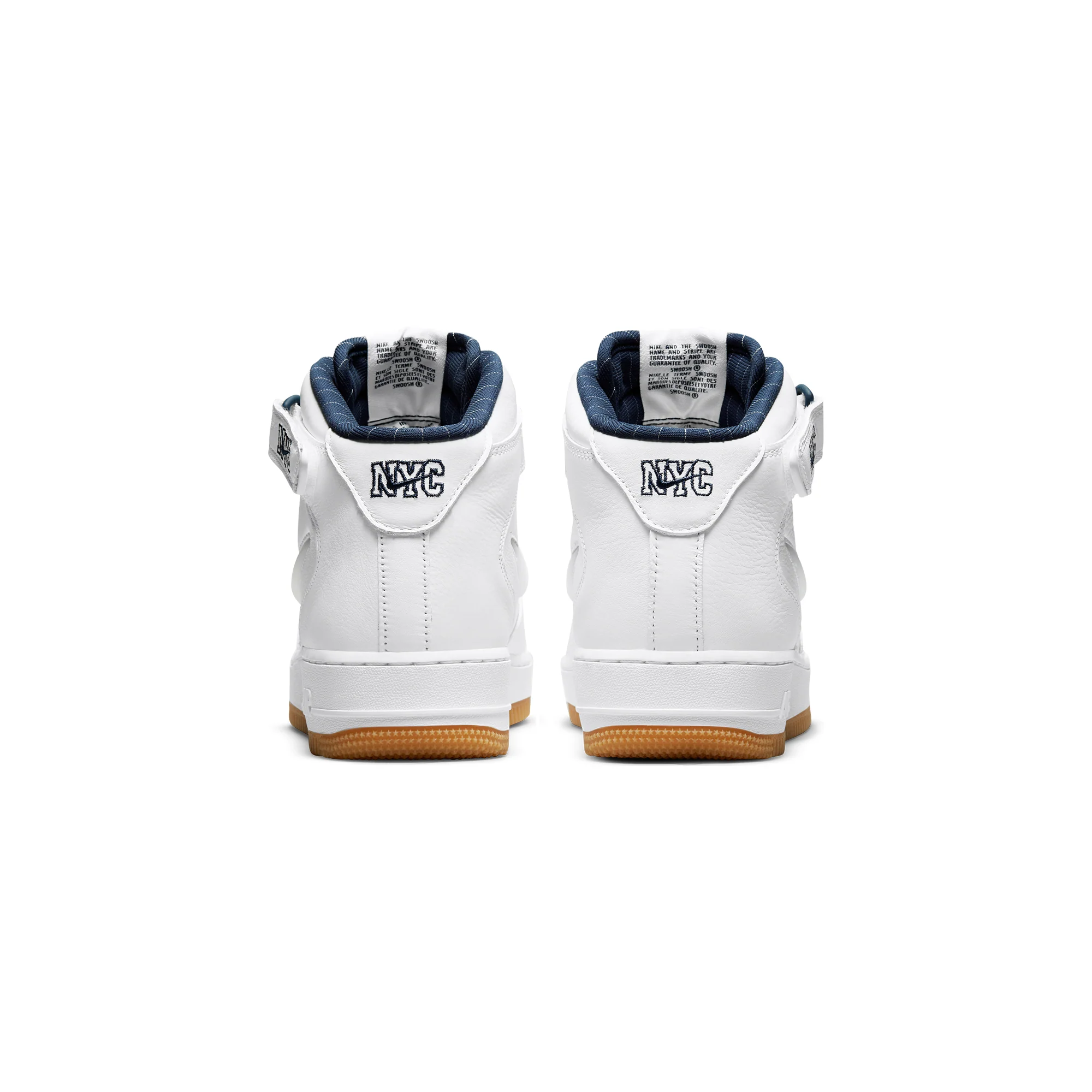 Nike Mens Air Force 1 Mid Shoes 'White/Midnight Navy' - Image 3