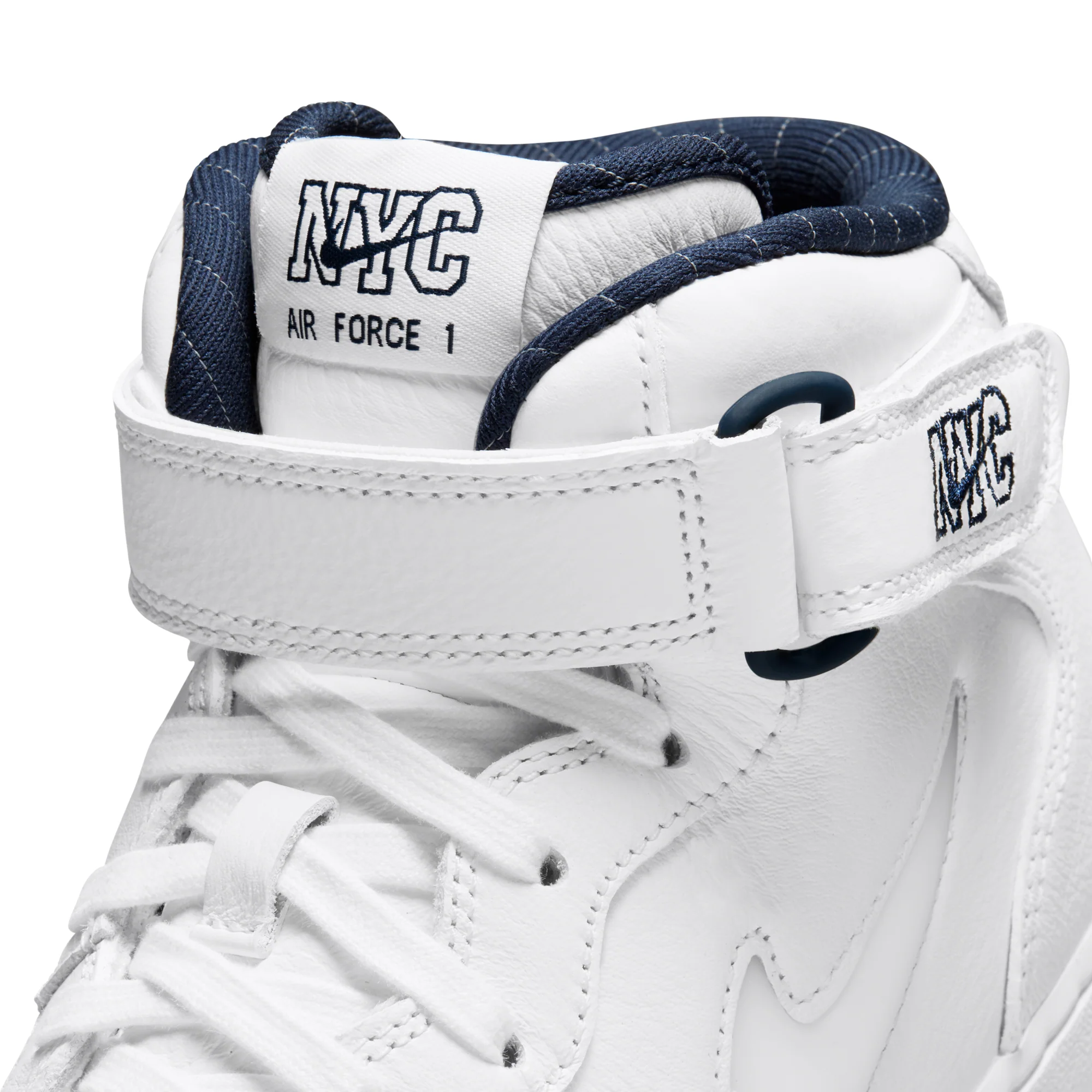 Nike Mens Air Force 1 Mid Shoes 'White/Midnight Navy' - Image 4