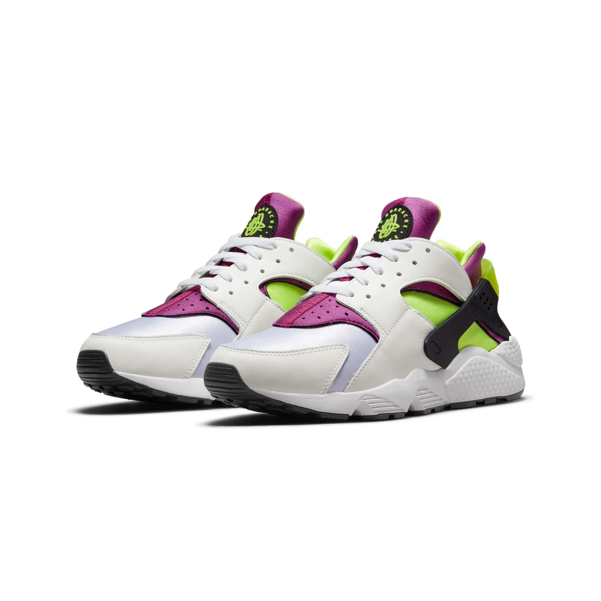 Nike Mens Air Huarache Shoes 'White/Neon Yellow-Magenta-Black' - Image 2