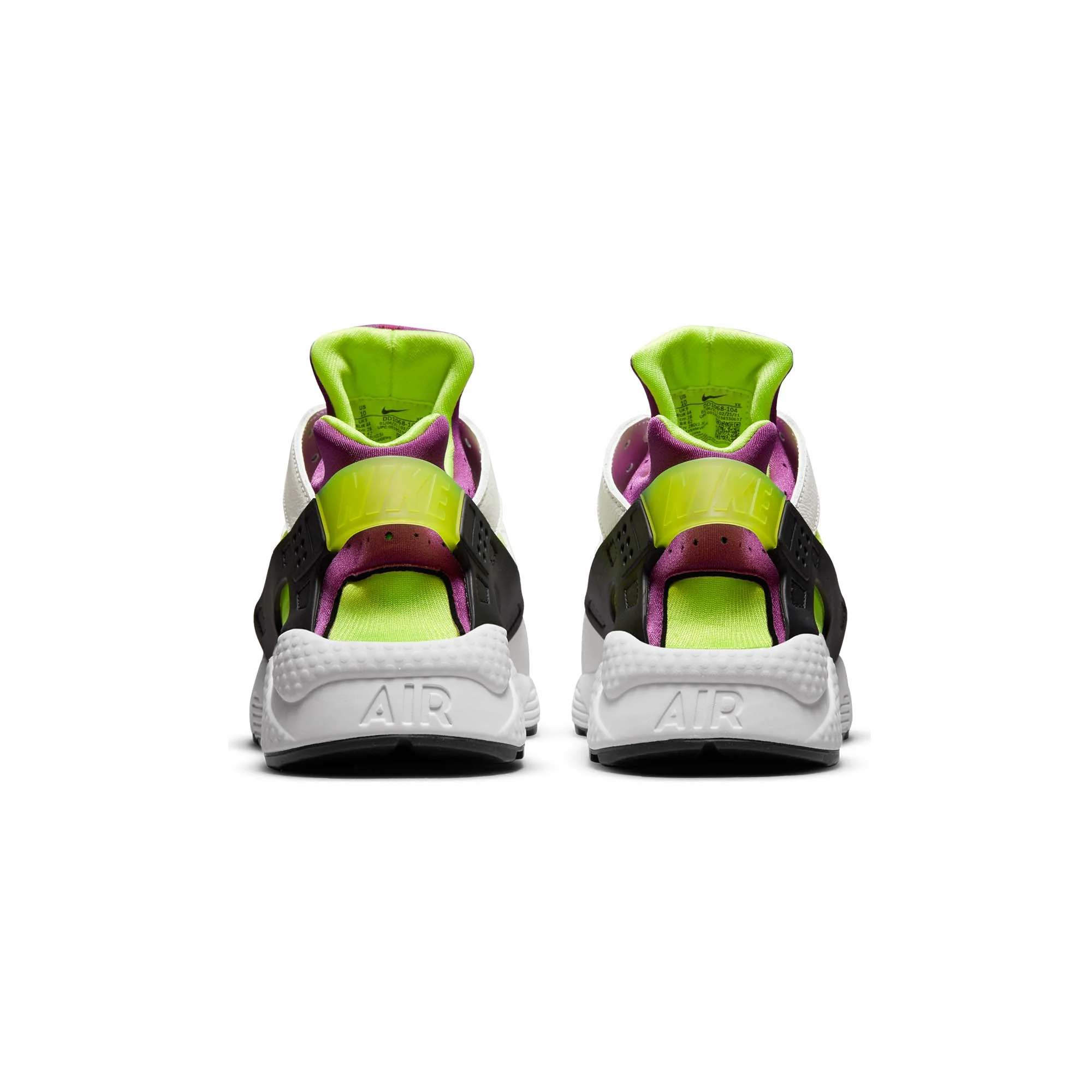 Nike Mens Air Huarache Shoes 'White/Neon Yellow-Magenta-Black' - Image 3