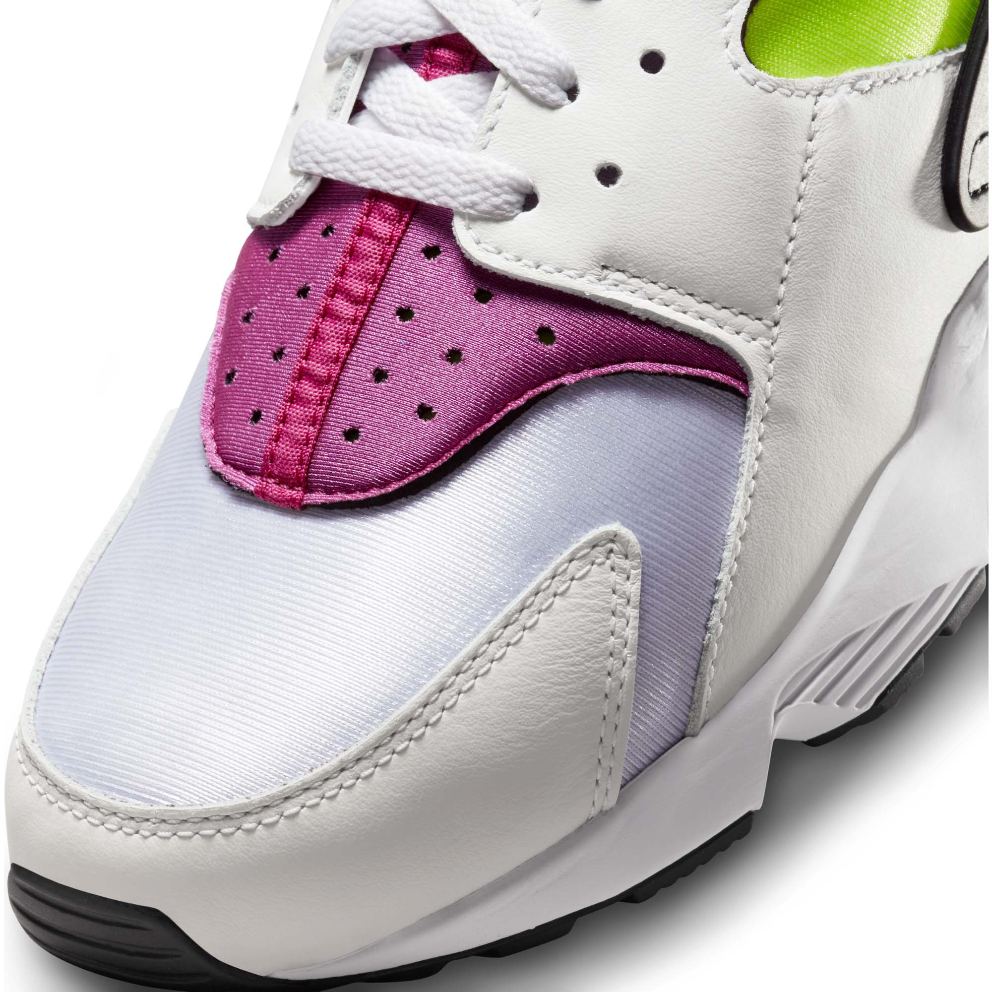 Nike Mens Air Huarache Shoes 'White/Neon Yellow-Magenta-Black' - Image 4