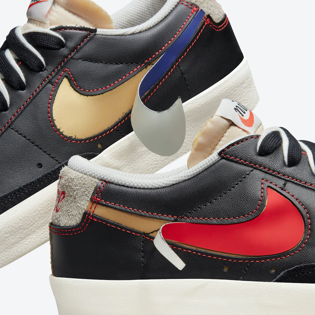 Nike Mens Blazer Low '77 PRM Shoes Black/Deep Royal - Image 2